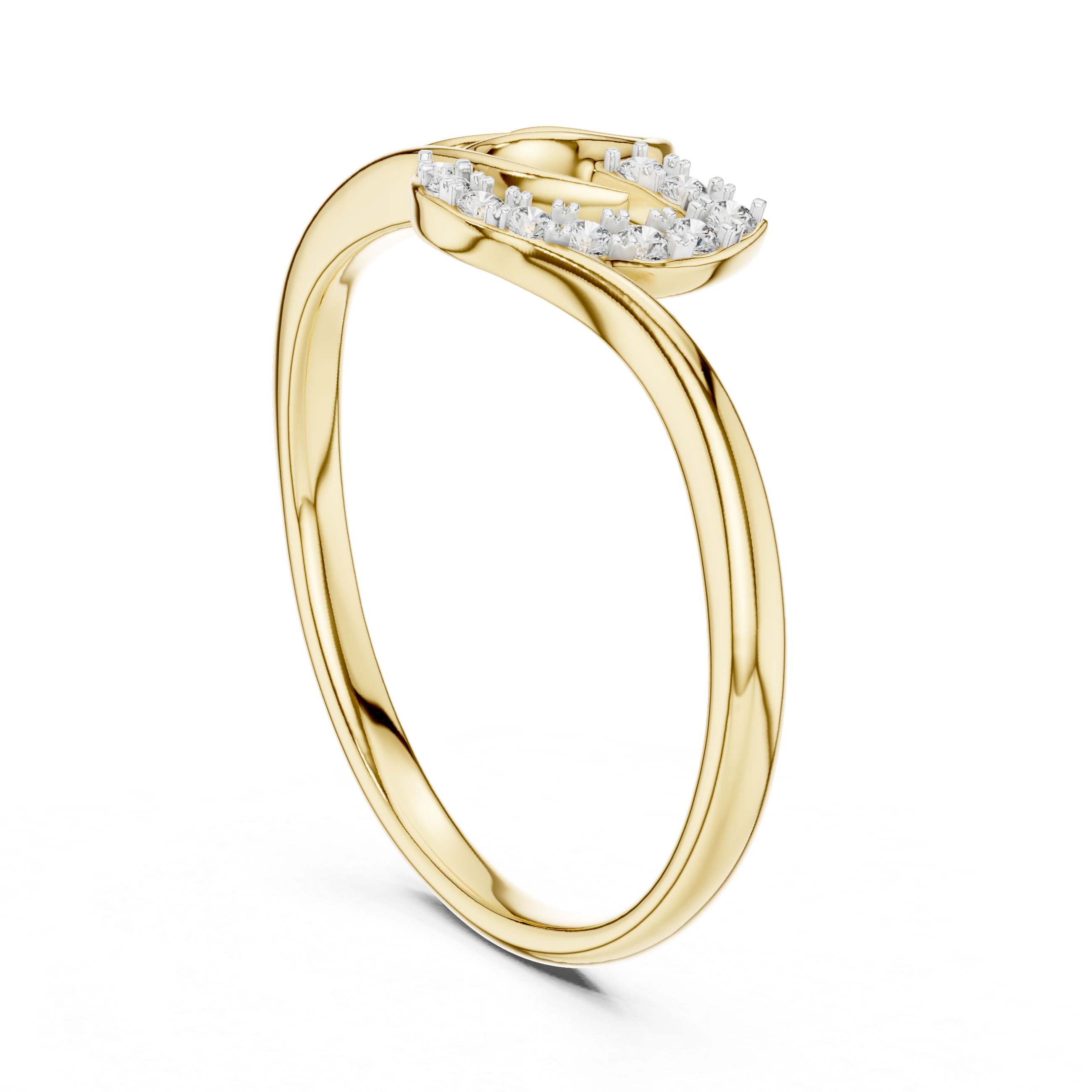 Diamond Layered Leaf Ring – Design 12#10047