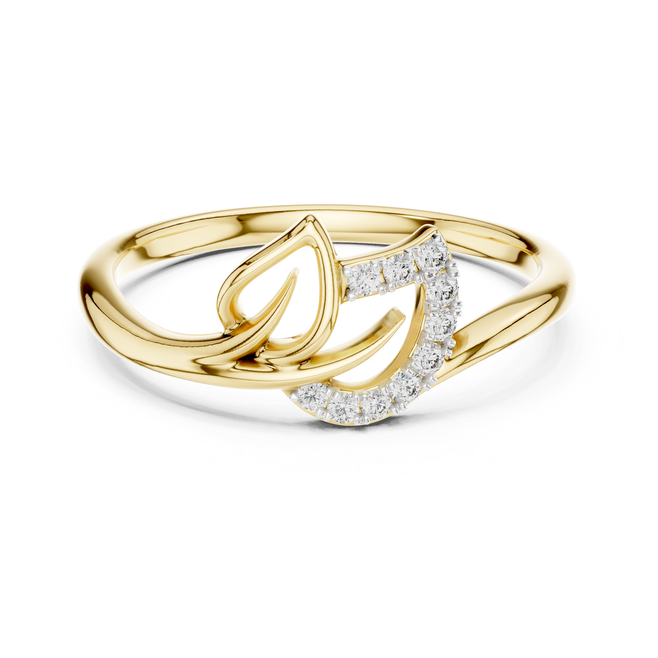 Diamond Layered Leaf Ring – Design 12#10047