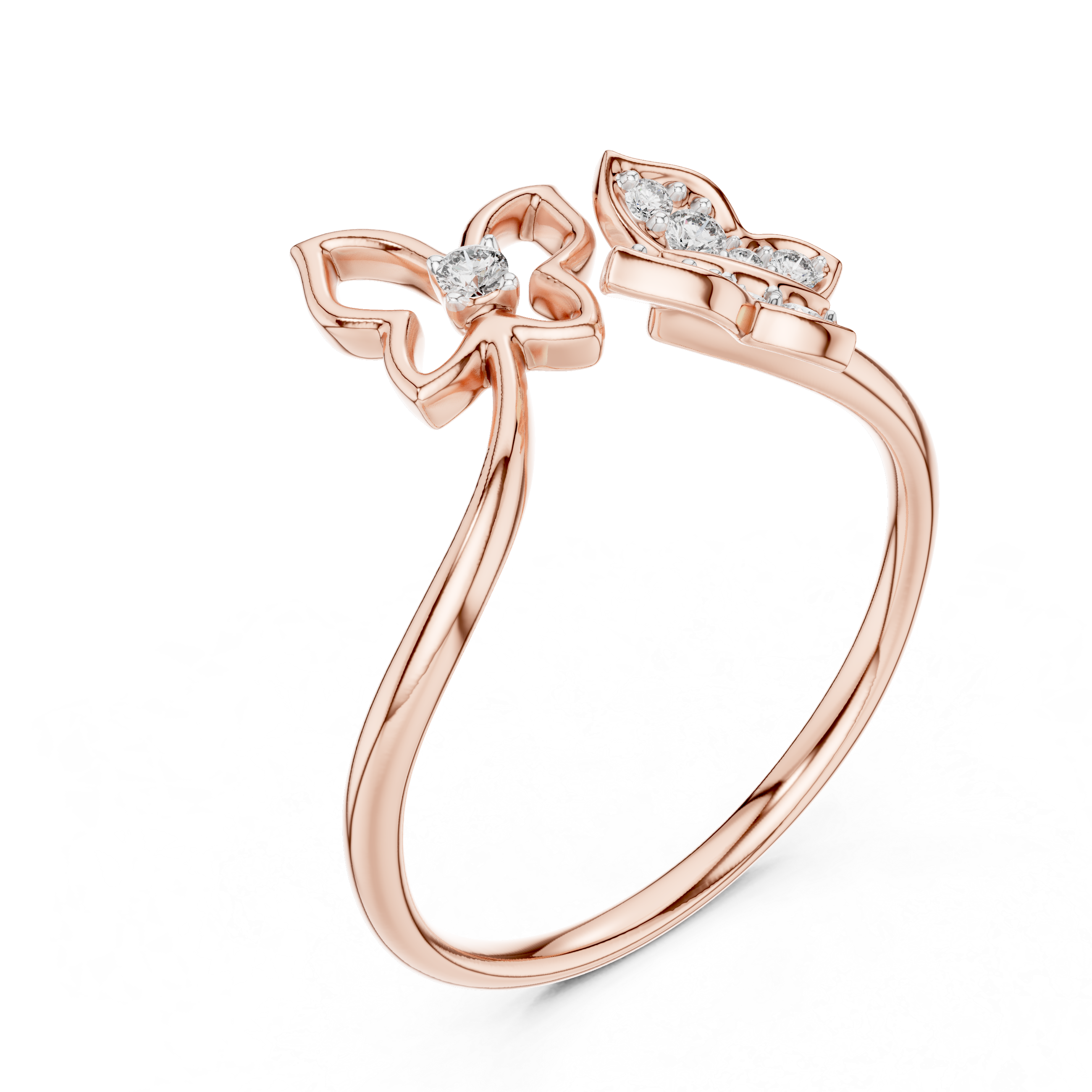 Diamond Double Butterfly Ring – Design 12#10048