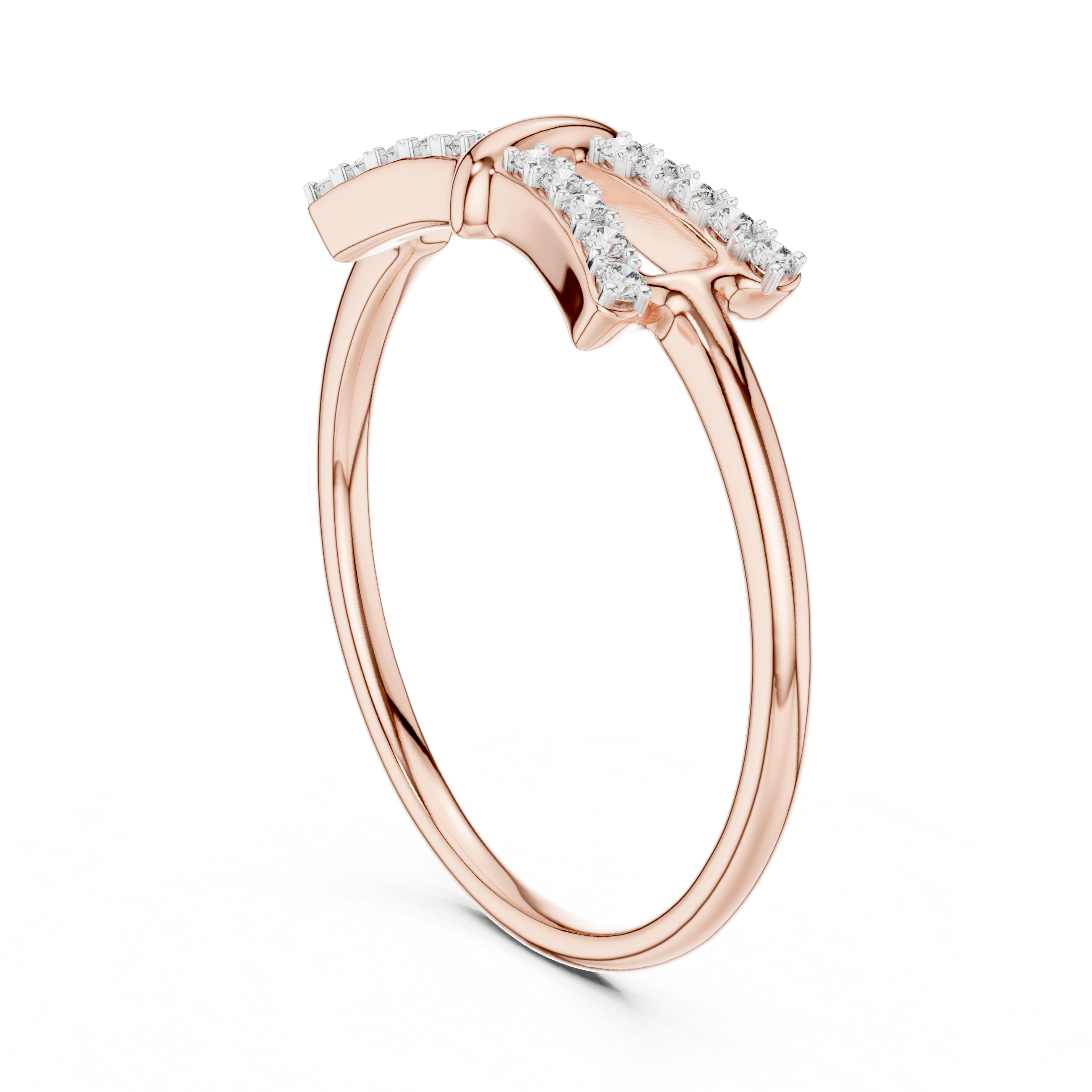 Diamond Bow Ribbon Ring – Design 12#10050