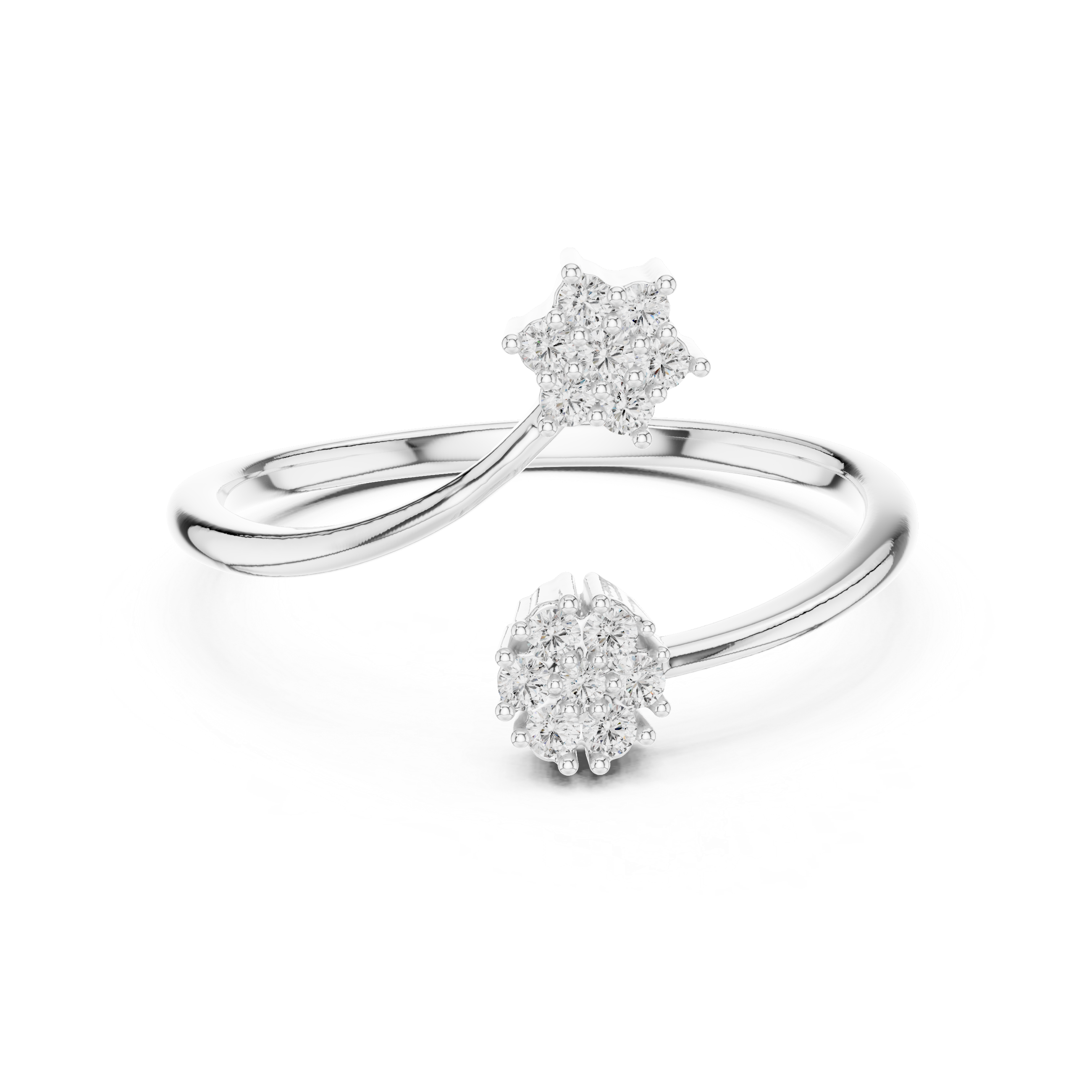 Diamond Double Cluster Bypass Ring – Design 12#10051