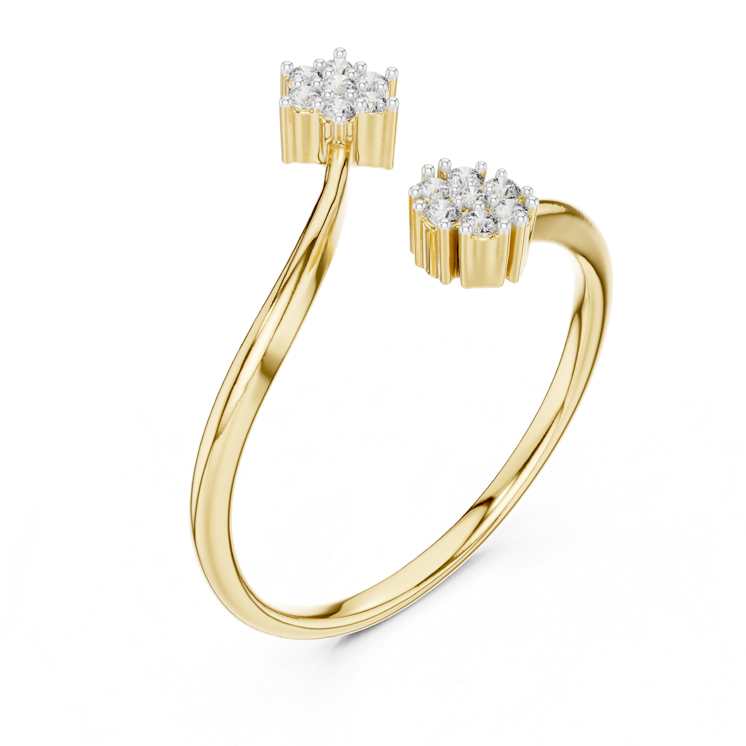 Diamond Double Cluster Bypass Ring – Design 12#10051