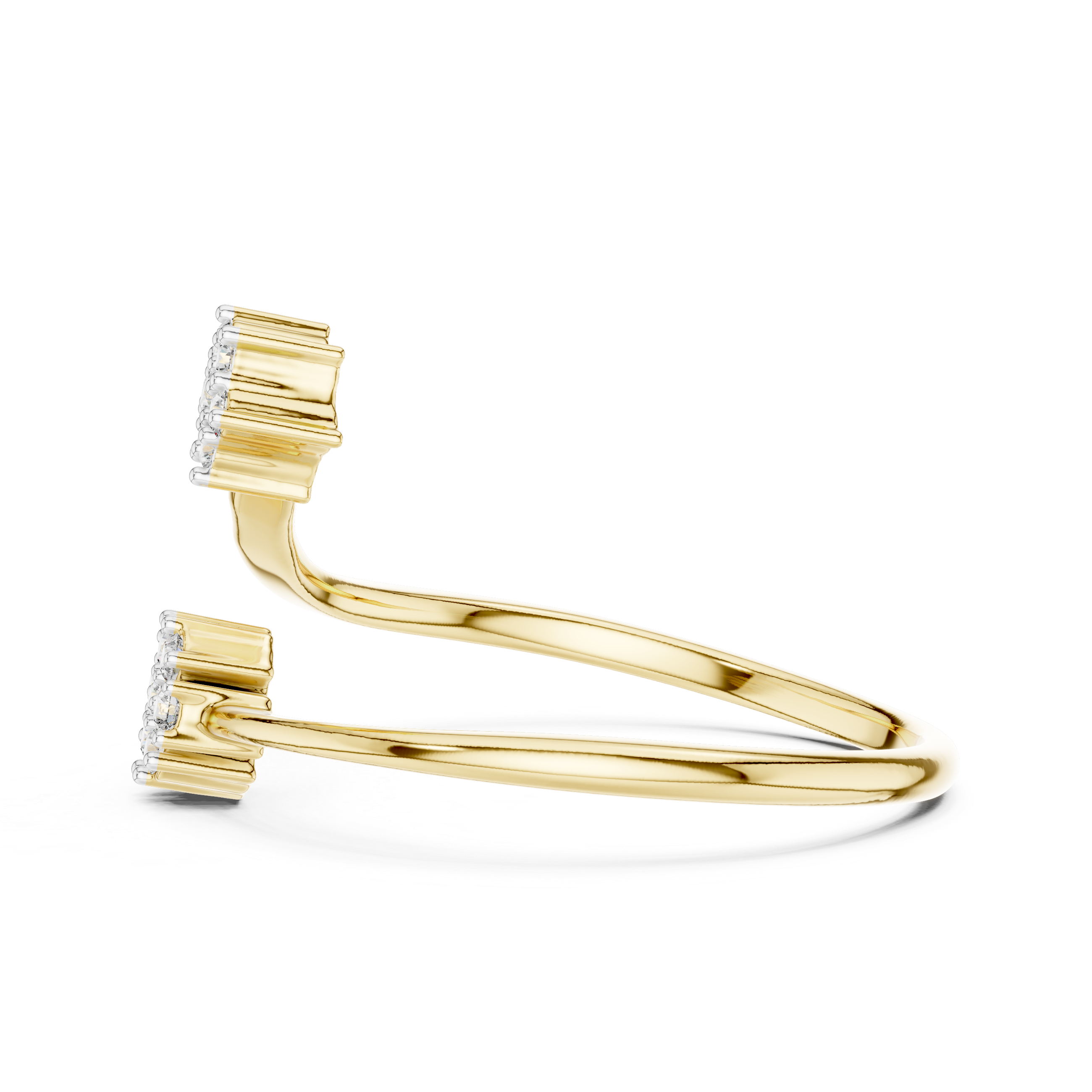 Diamond Double Cluster Bypass Ring – Design 12#10051