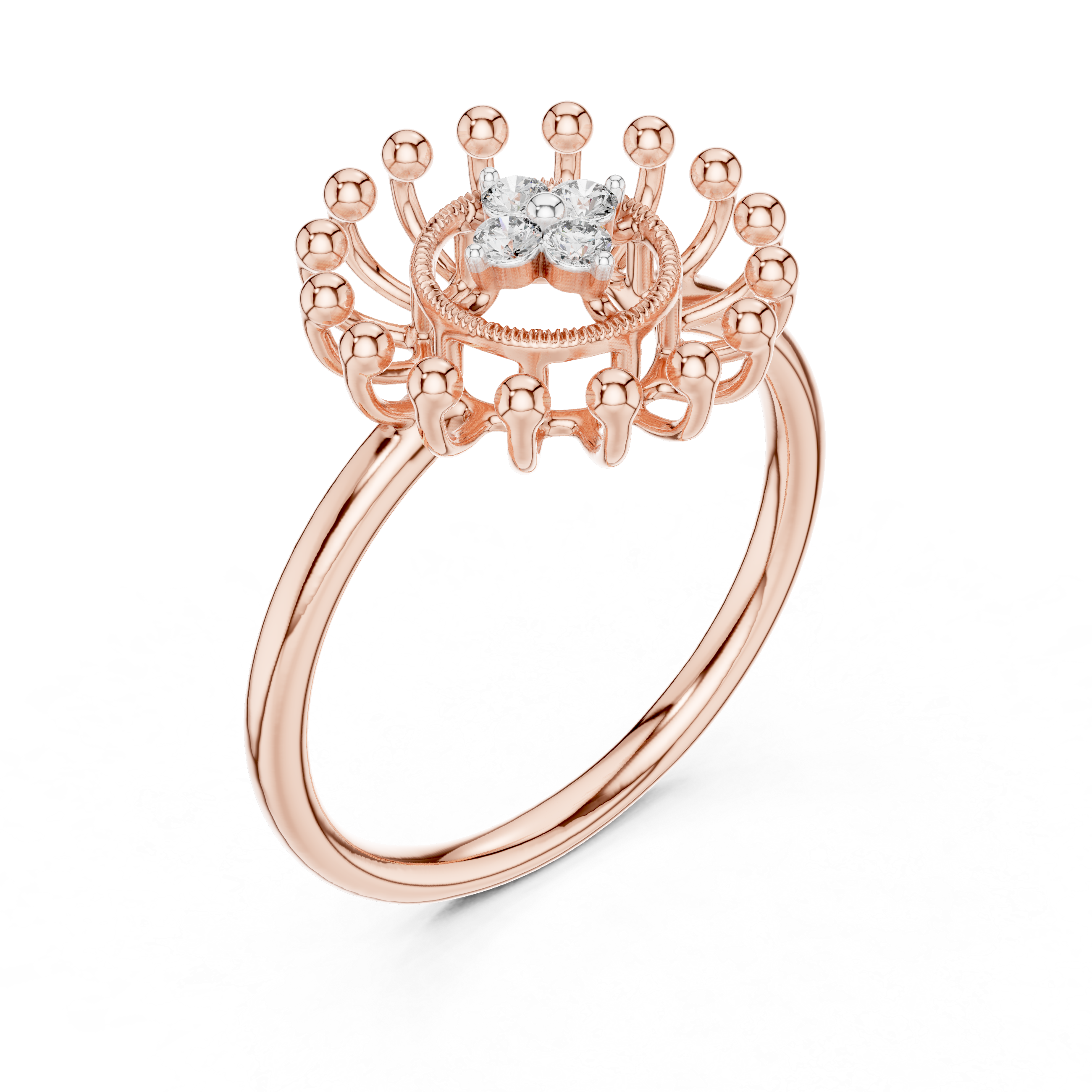 Diamond Sunburst Crown Ring – Design 12#10056