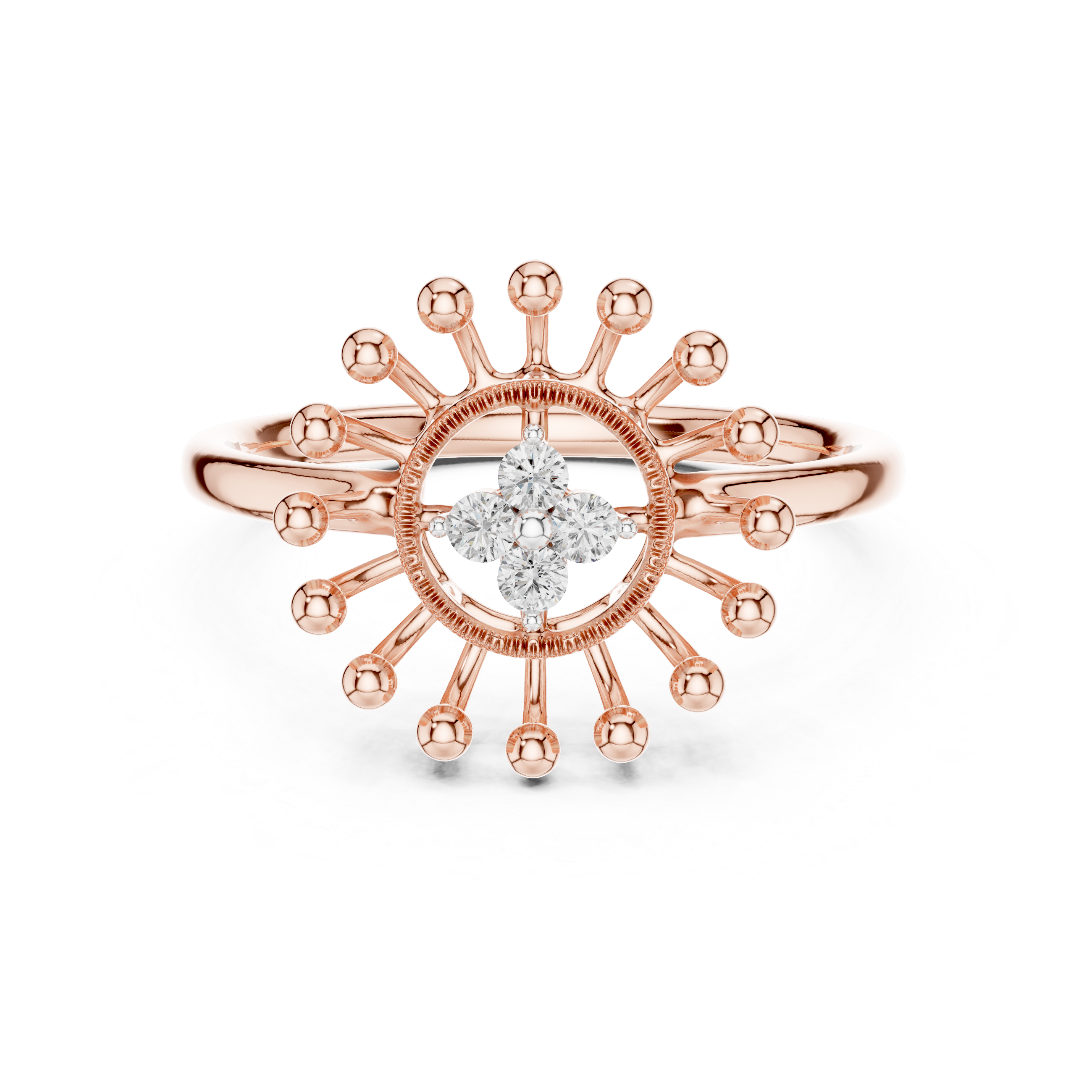 Diamond Sunburst Crown Ring – Design 12#10056