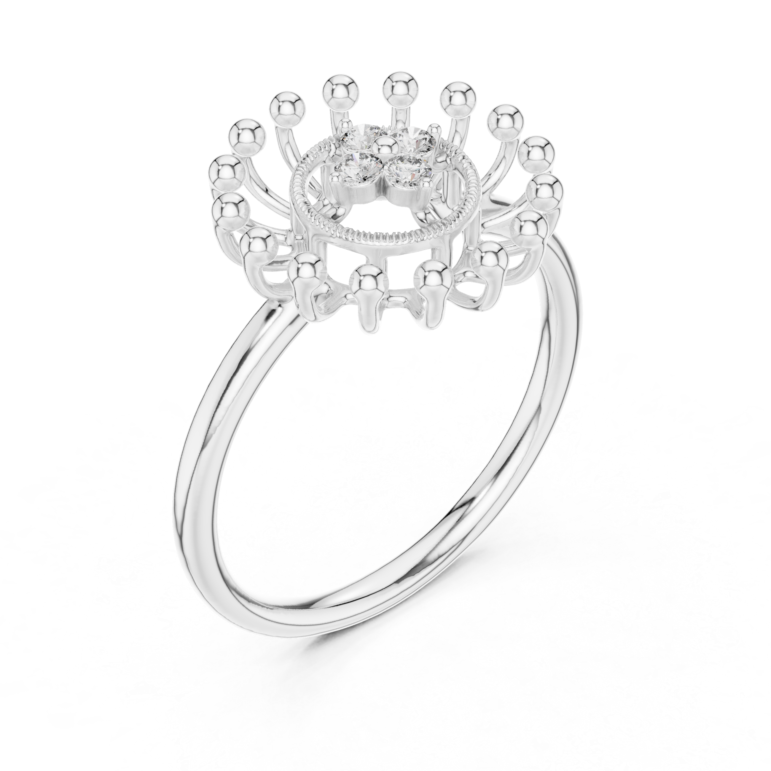 Diamond Sunburst Crown Ring – Design 12#10056