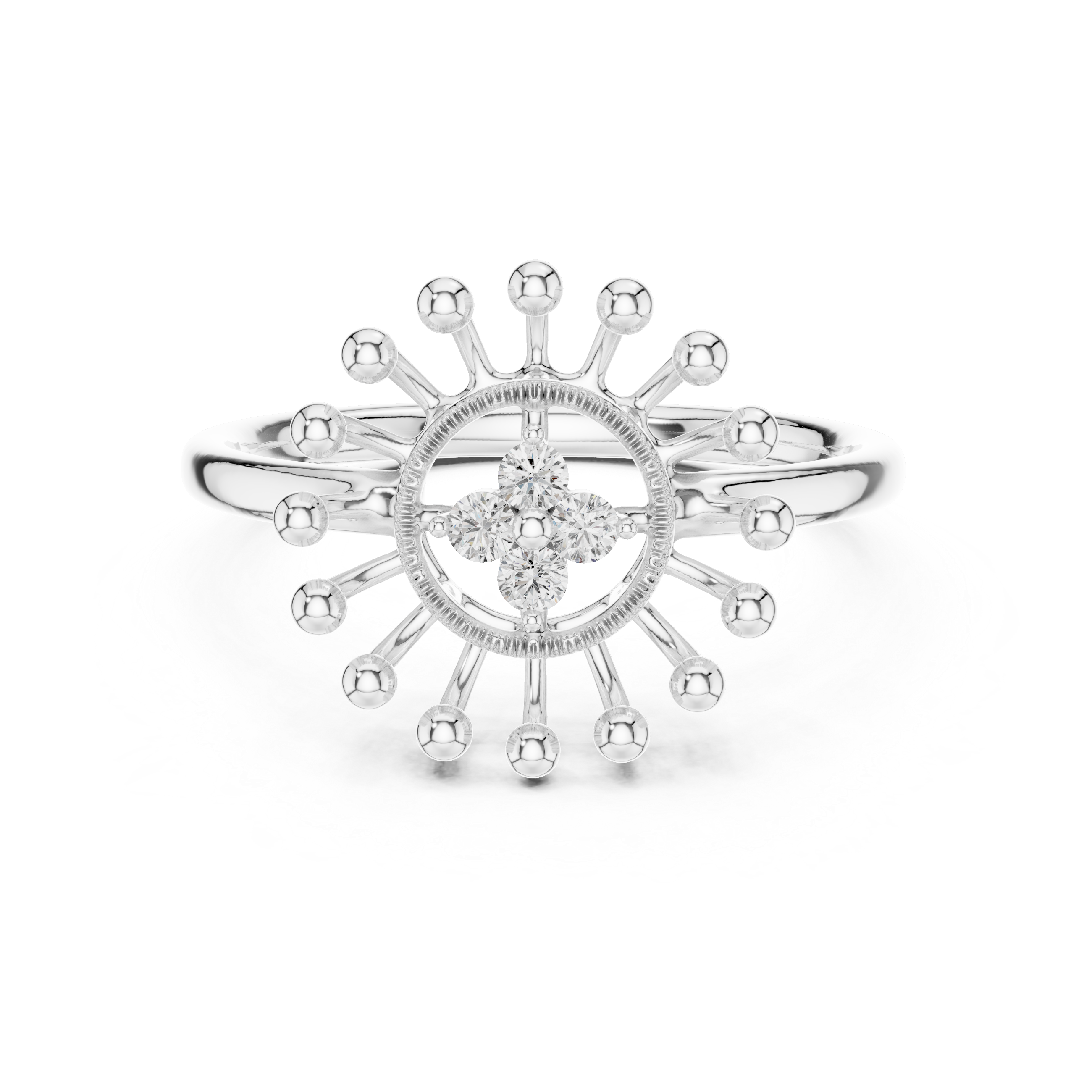 Diamond Sunburst Crown Ring – Design 12#10056