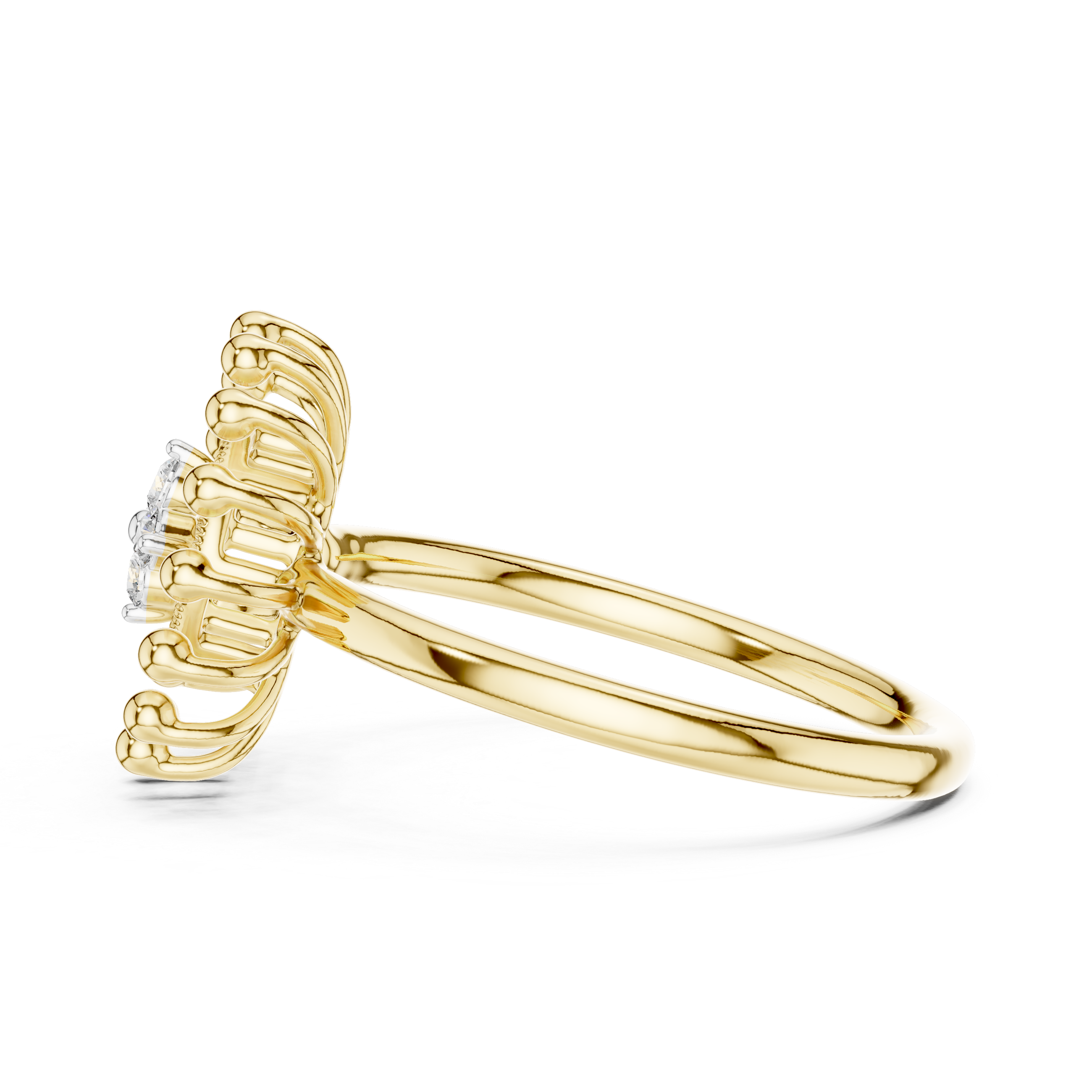 Diamond Sunburst Crown Ring – Design 12#10056