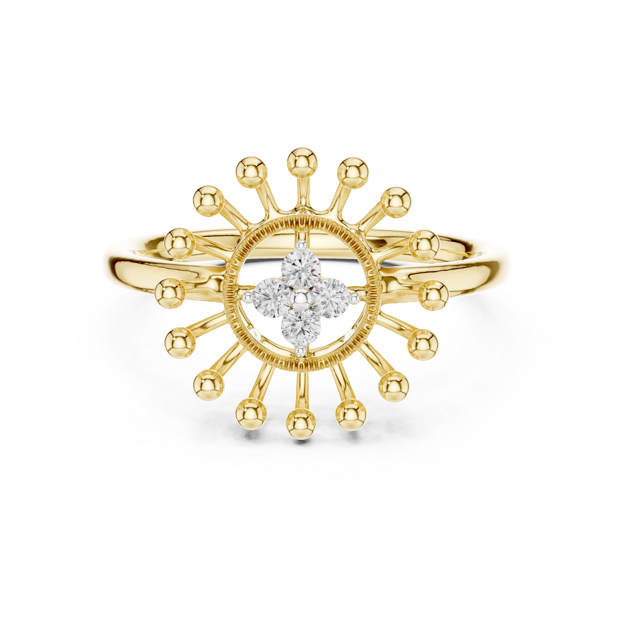 Diamond Sunburst Crown Ring – Design 12#10056