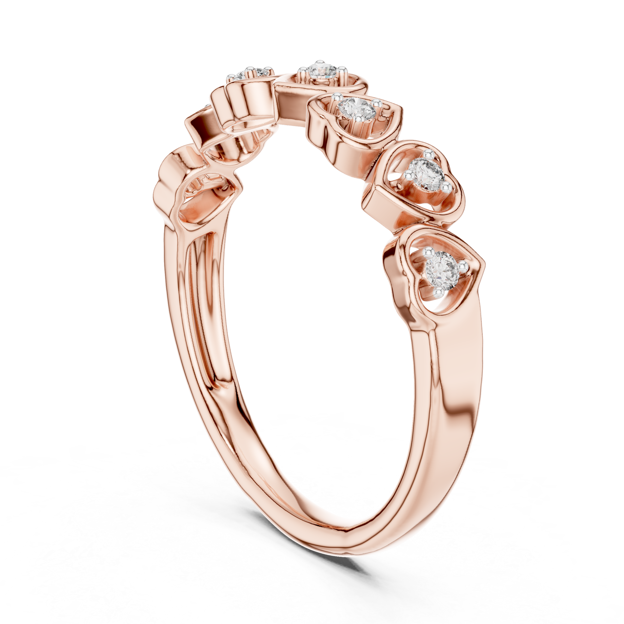 Diamond Heart Station Ring – Design 12#10058