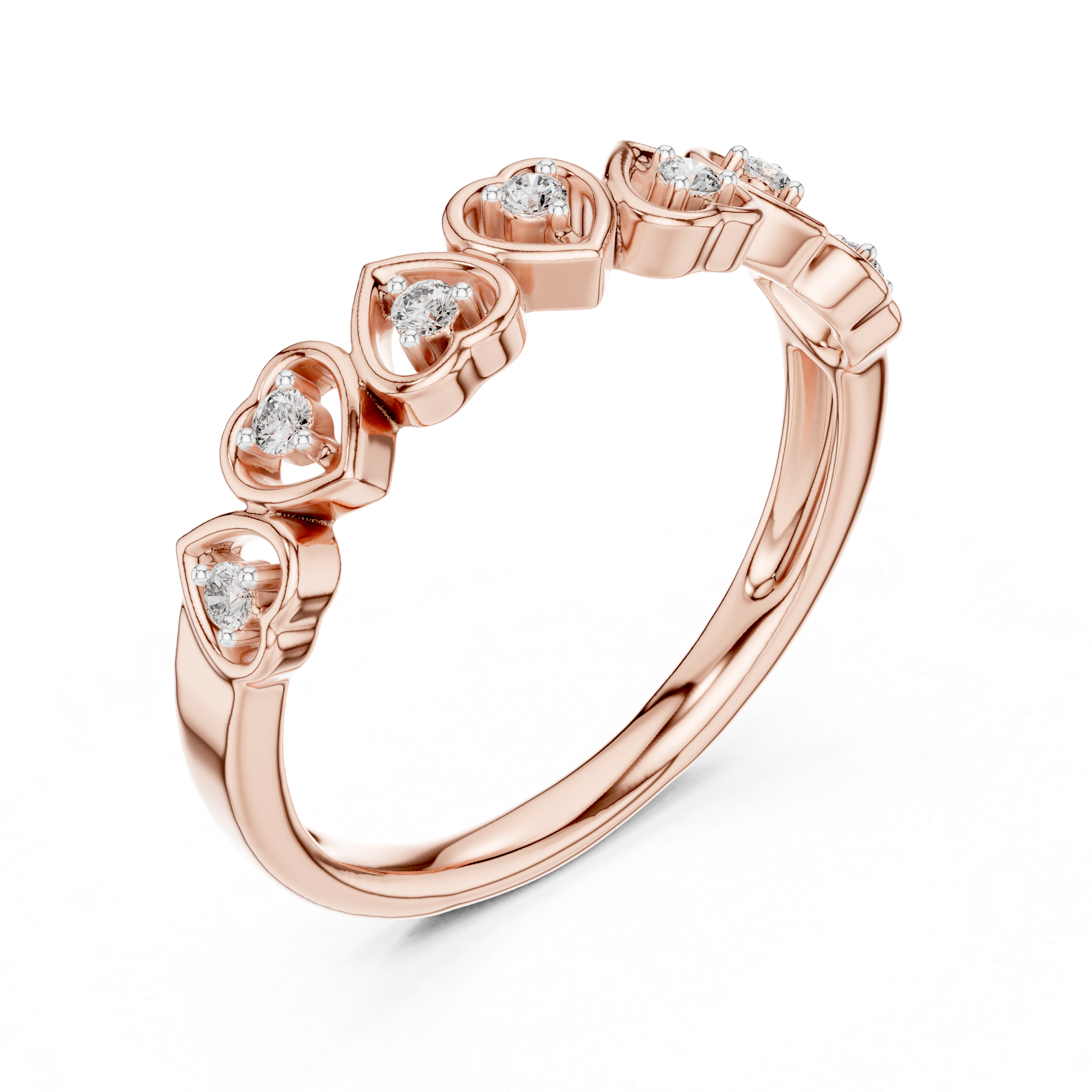 Diamond Heart Station Ring – Design 12#10058