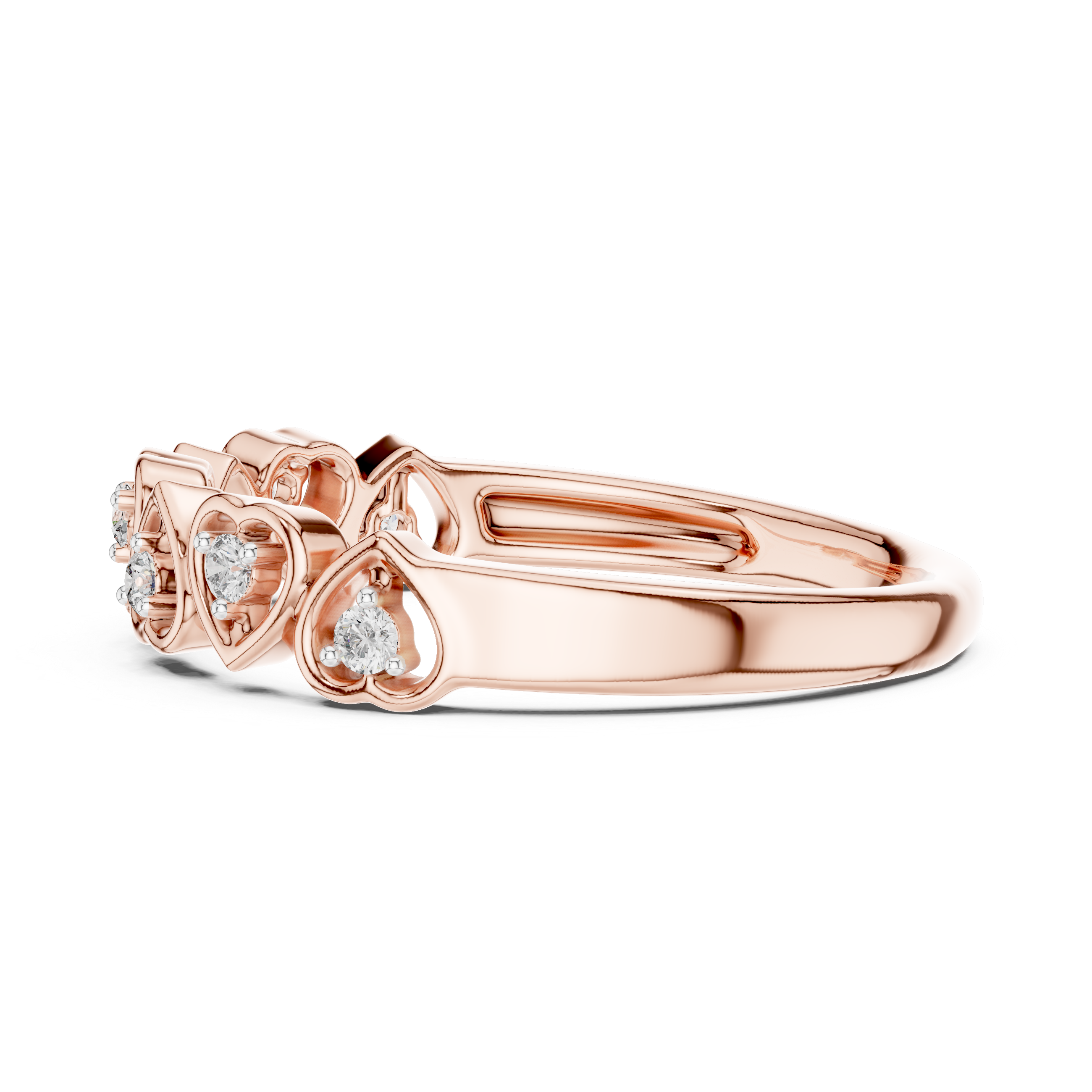 Diamond Heart Station Ring – Design 12#10058