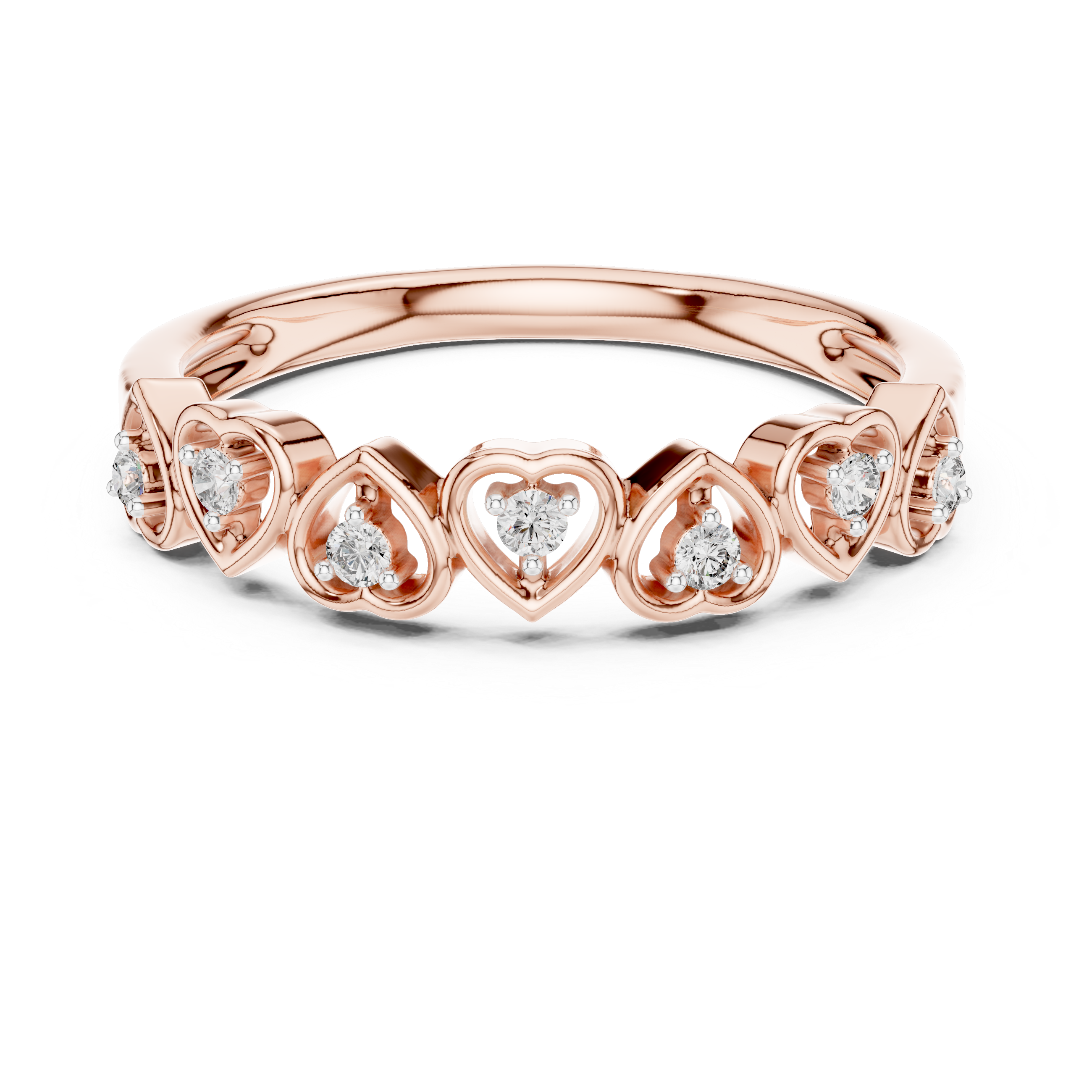 Diamond Heart Station Ring – Design 12#10058