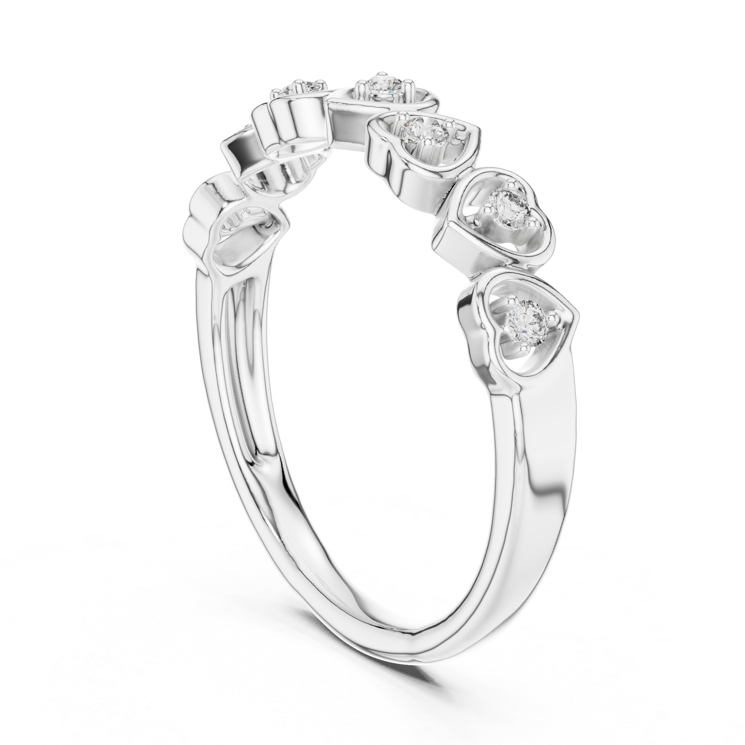 Diamond Heart Station Ring – Design 12#10058
