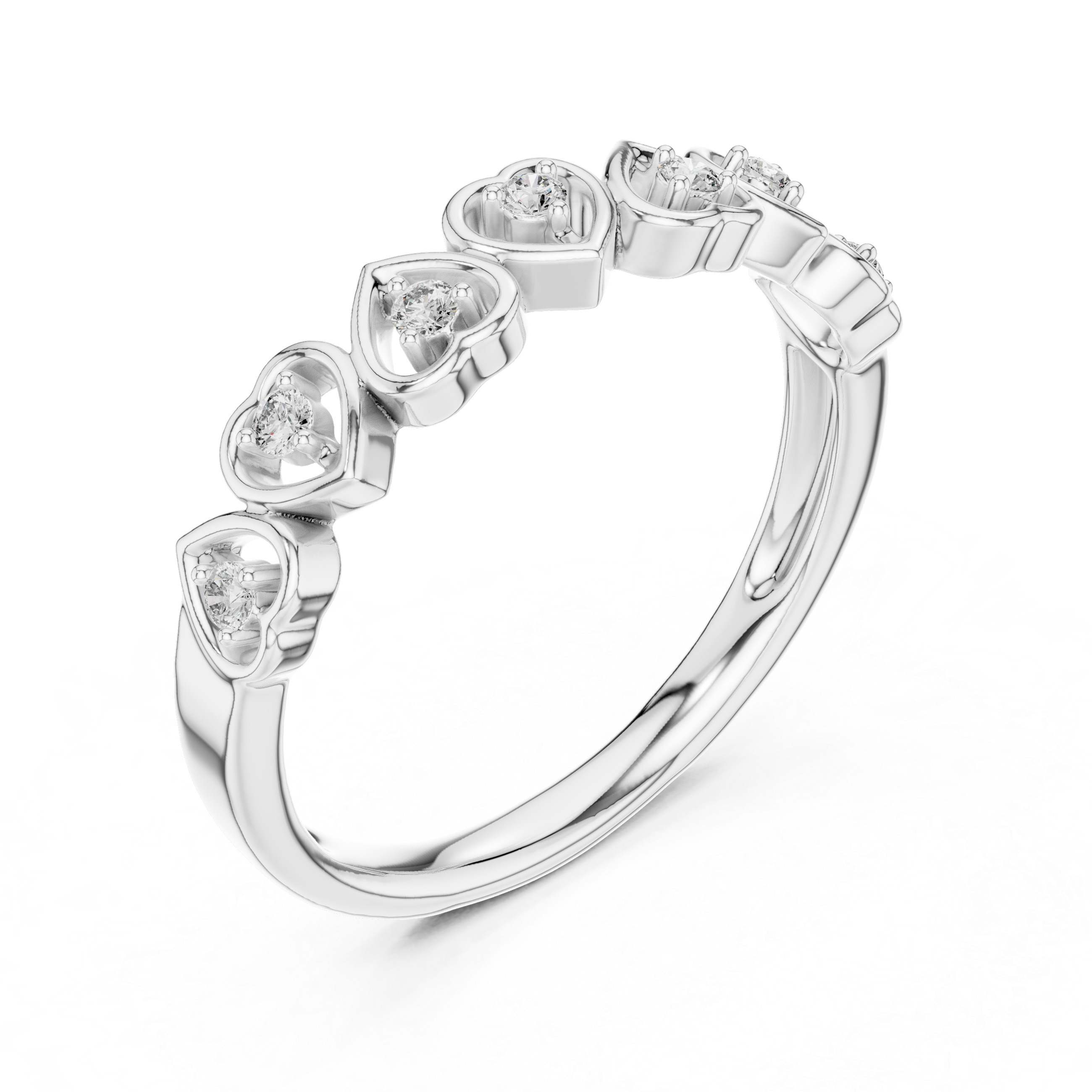 Diamond Heart Station Ring – Design 12#10058
