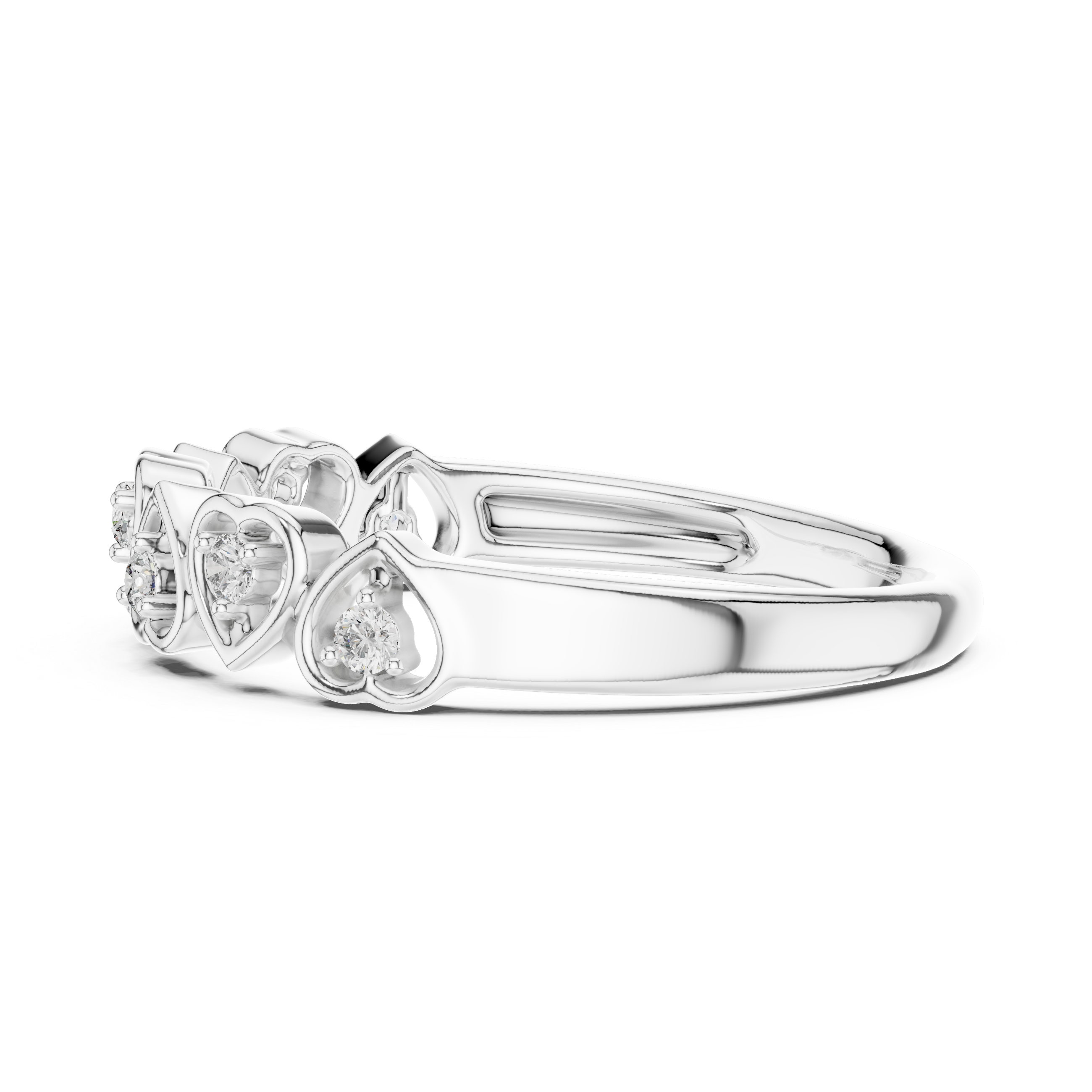 Diamond Heart Station Ring – Design 12#10058