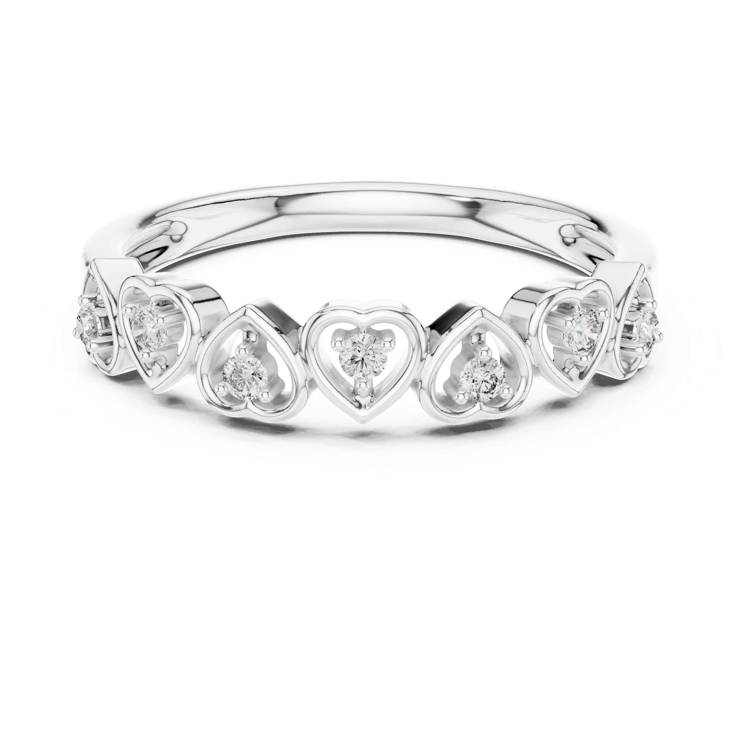 Diamond Heart Station Ring – Design 12#10058