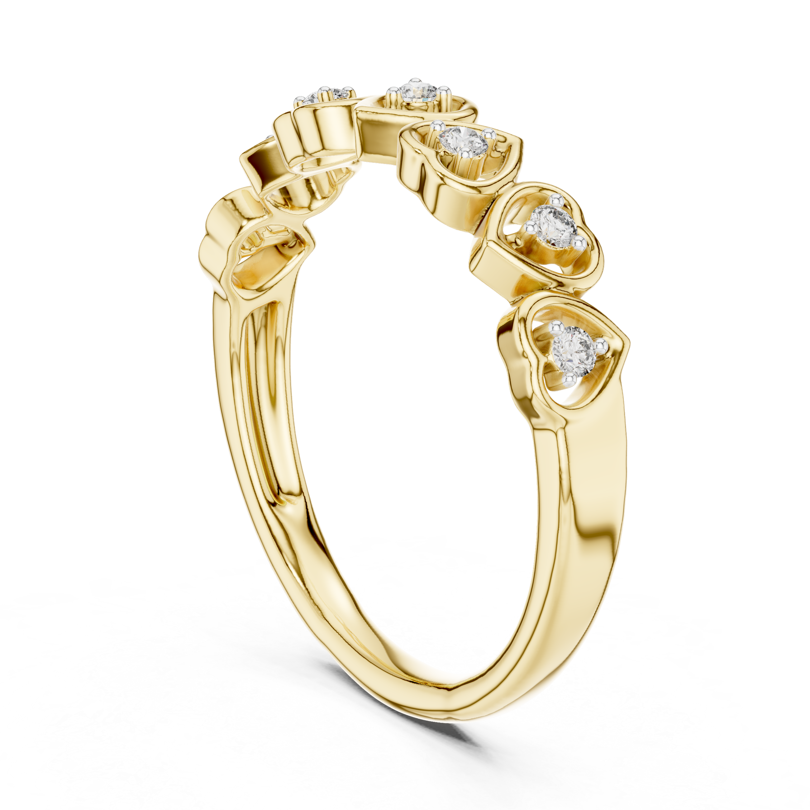 Diamond Heart Station Ring – Design 12#10058
