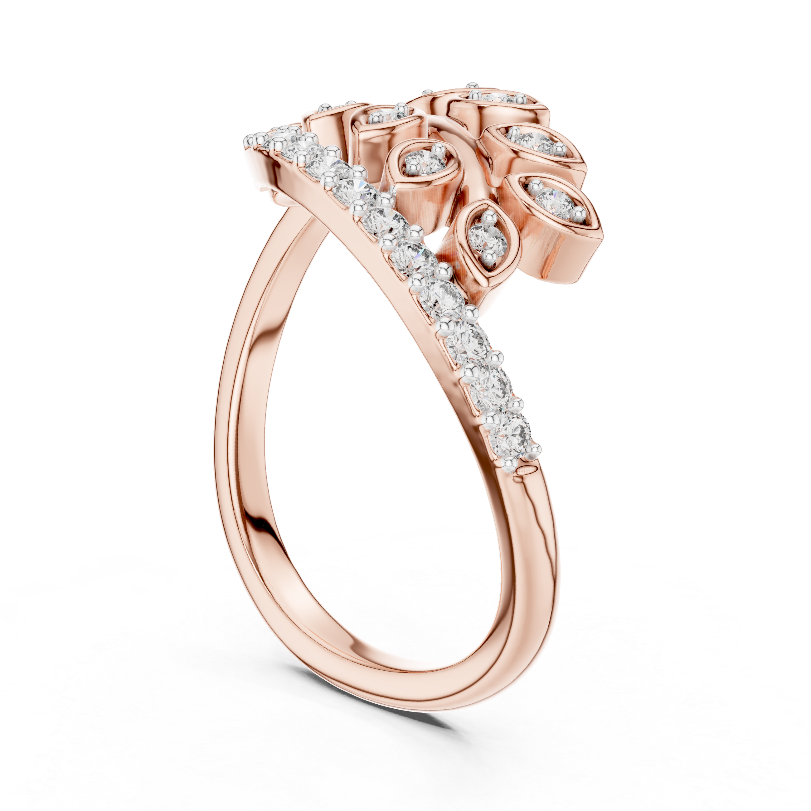 Diamond Leaf Wrap Ring – Design 12#10061