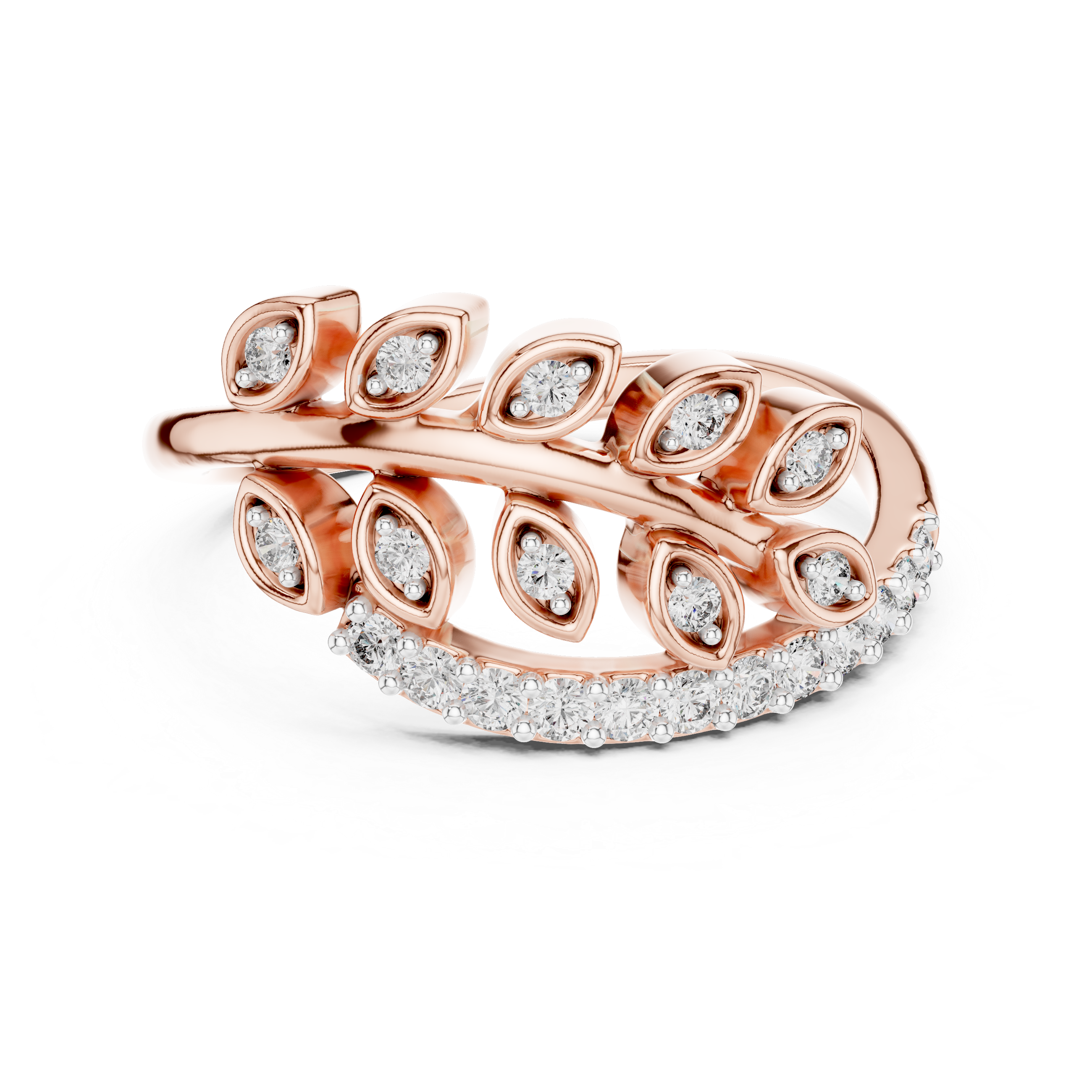 Diamond Leaf Wrap Ring – Design 12#10061