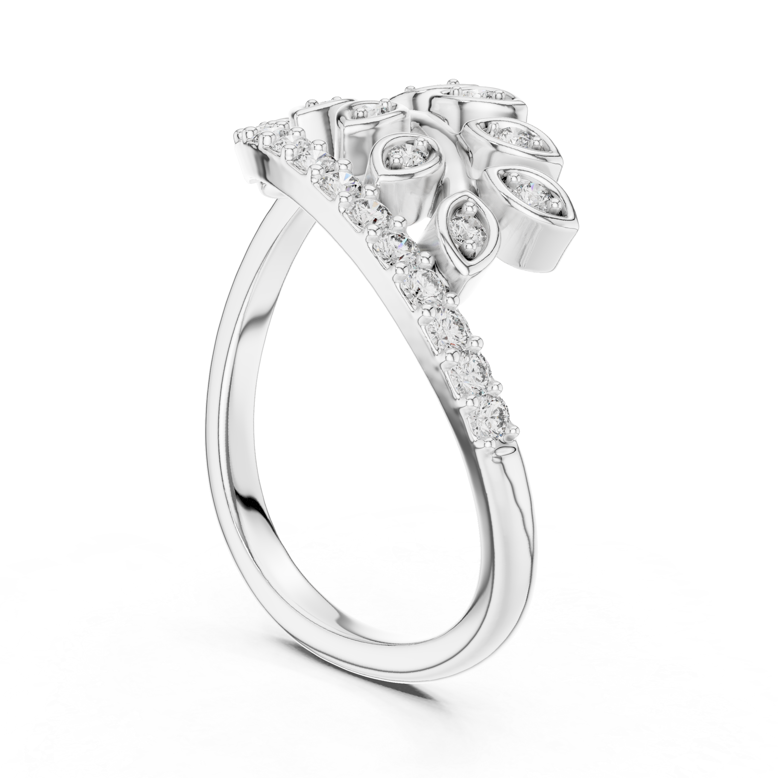 Diamond Leaf Wrap Ring – Design 12#10061