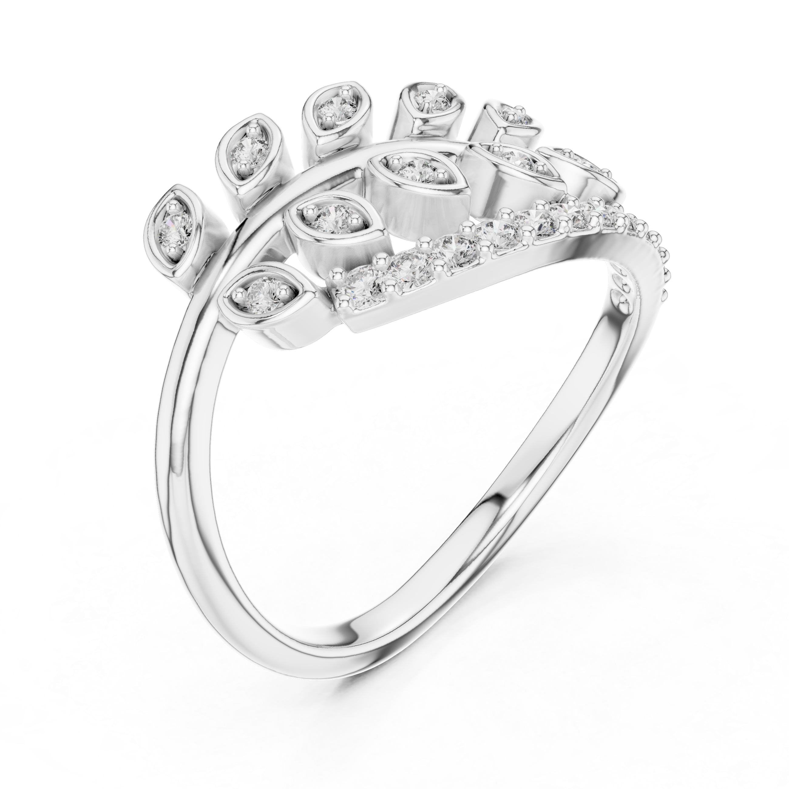 Diamond Leaf Wrap Ring – Design 12#10061