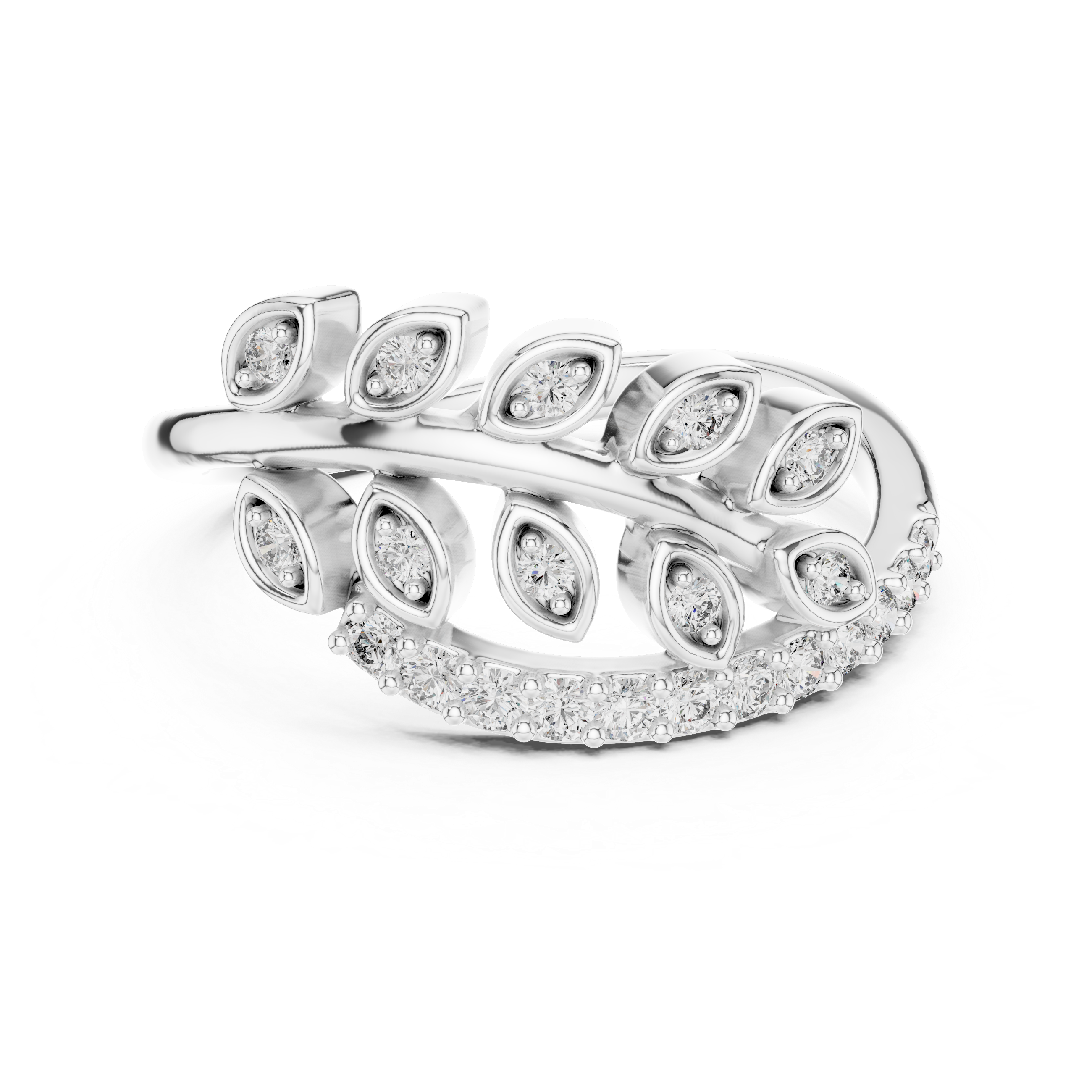 Diamond Leaf Wrap Ring – Design 12#10061