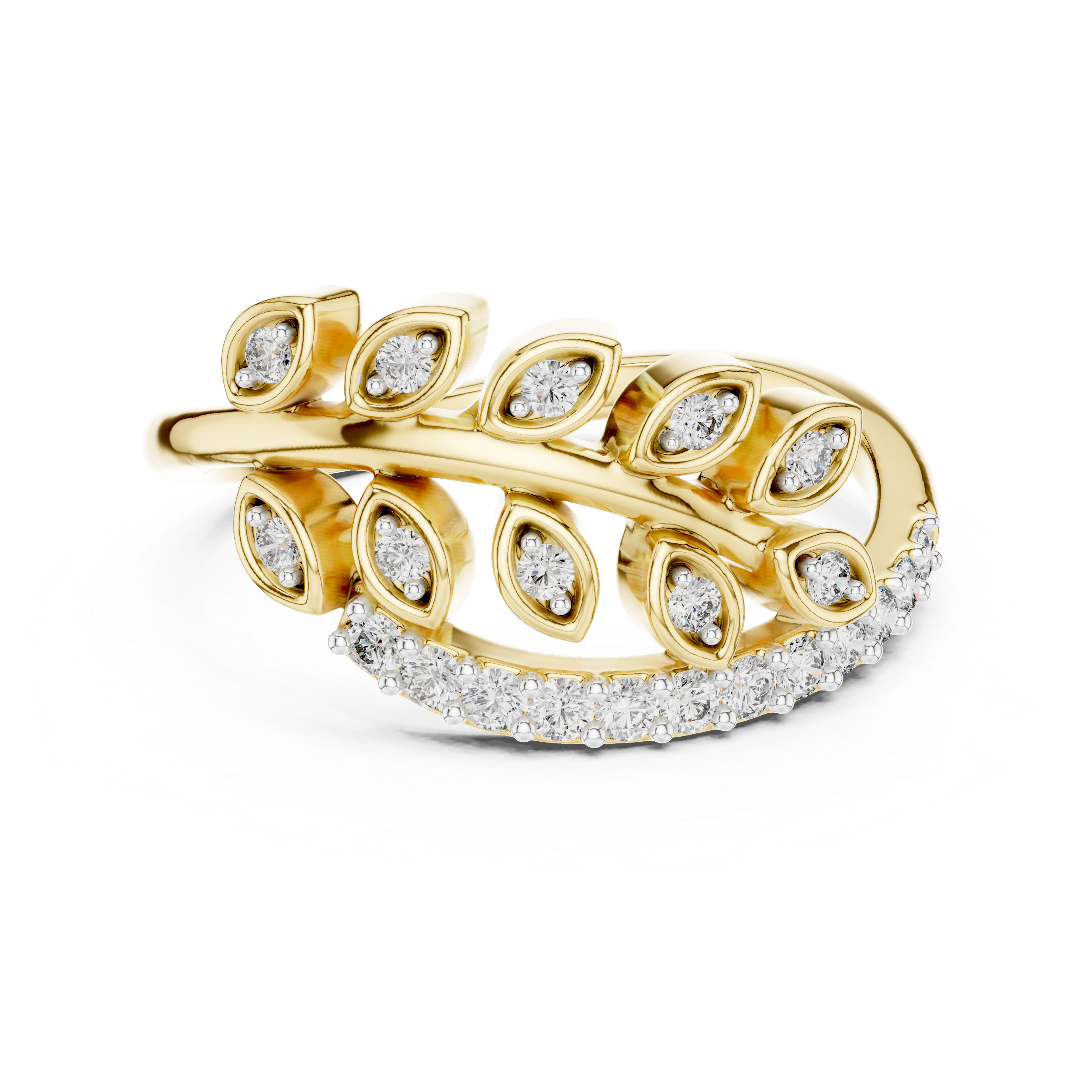 Diamond Leaf Wrap Ring – Design 12#10061