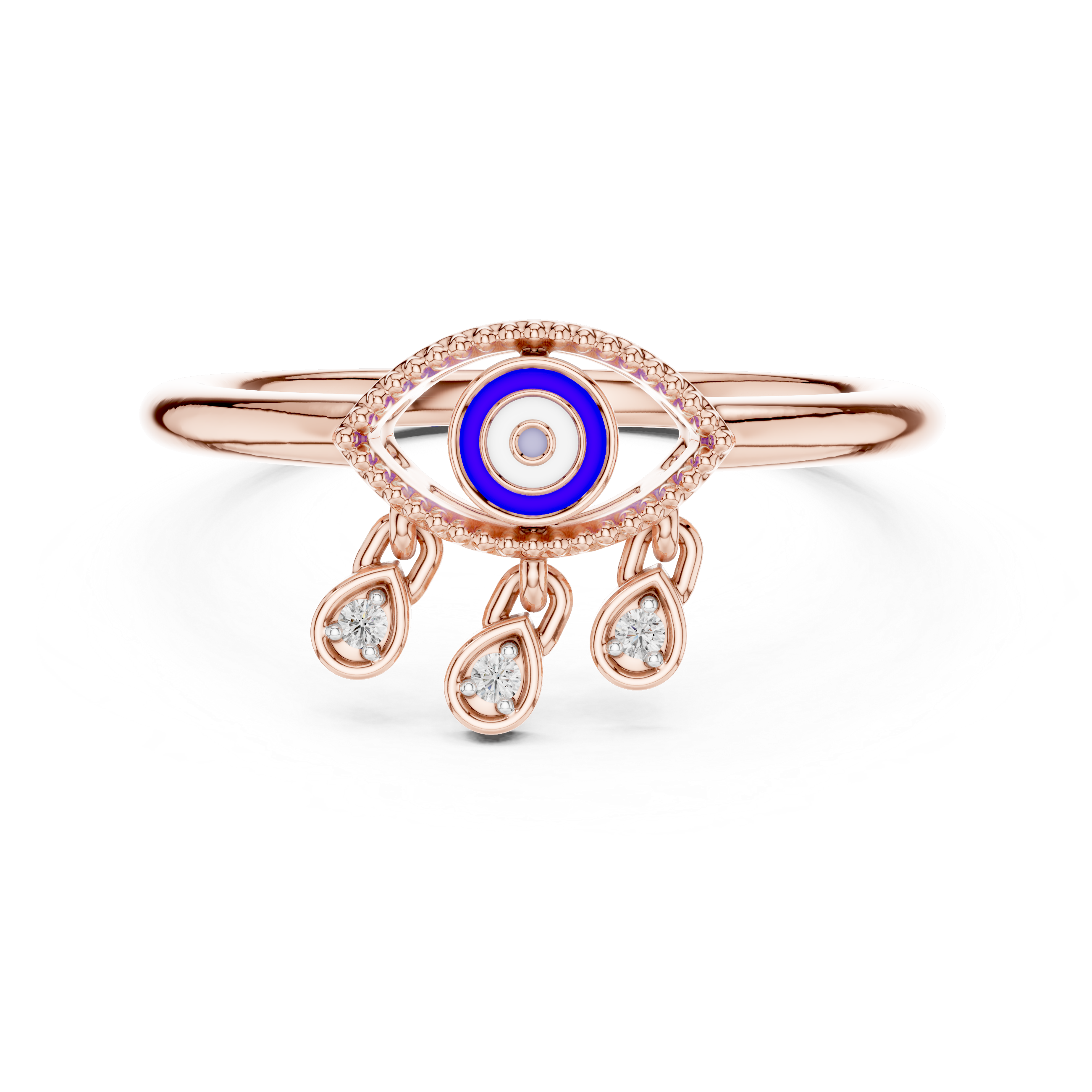 Diamond Evil Eye Charm Ring – Design 12#10063