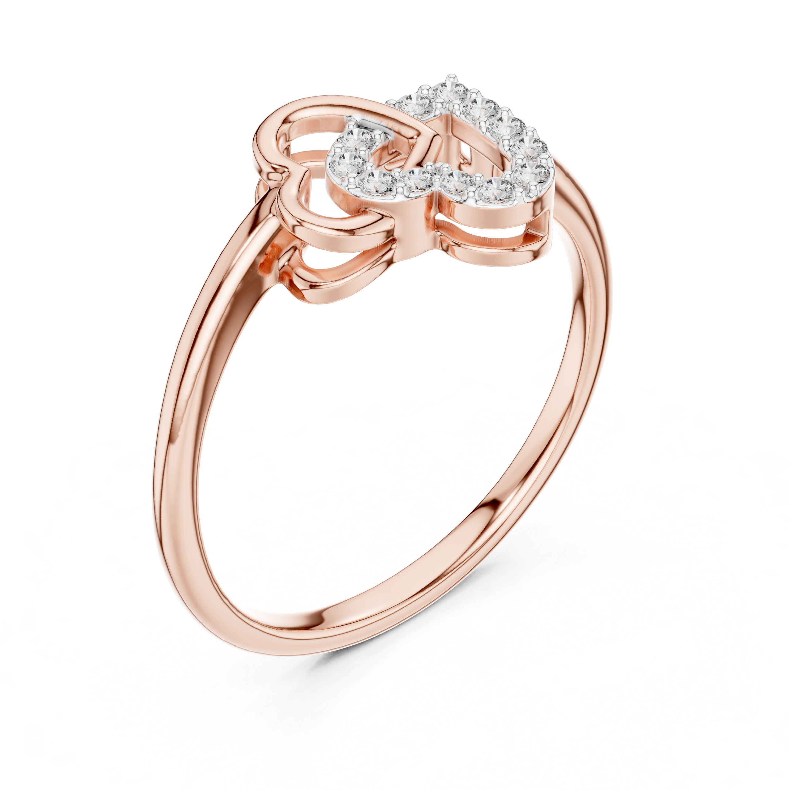 Diamond Double Heart Ring – Design 12#10064