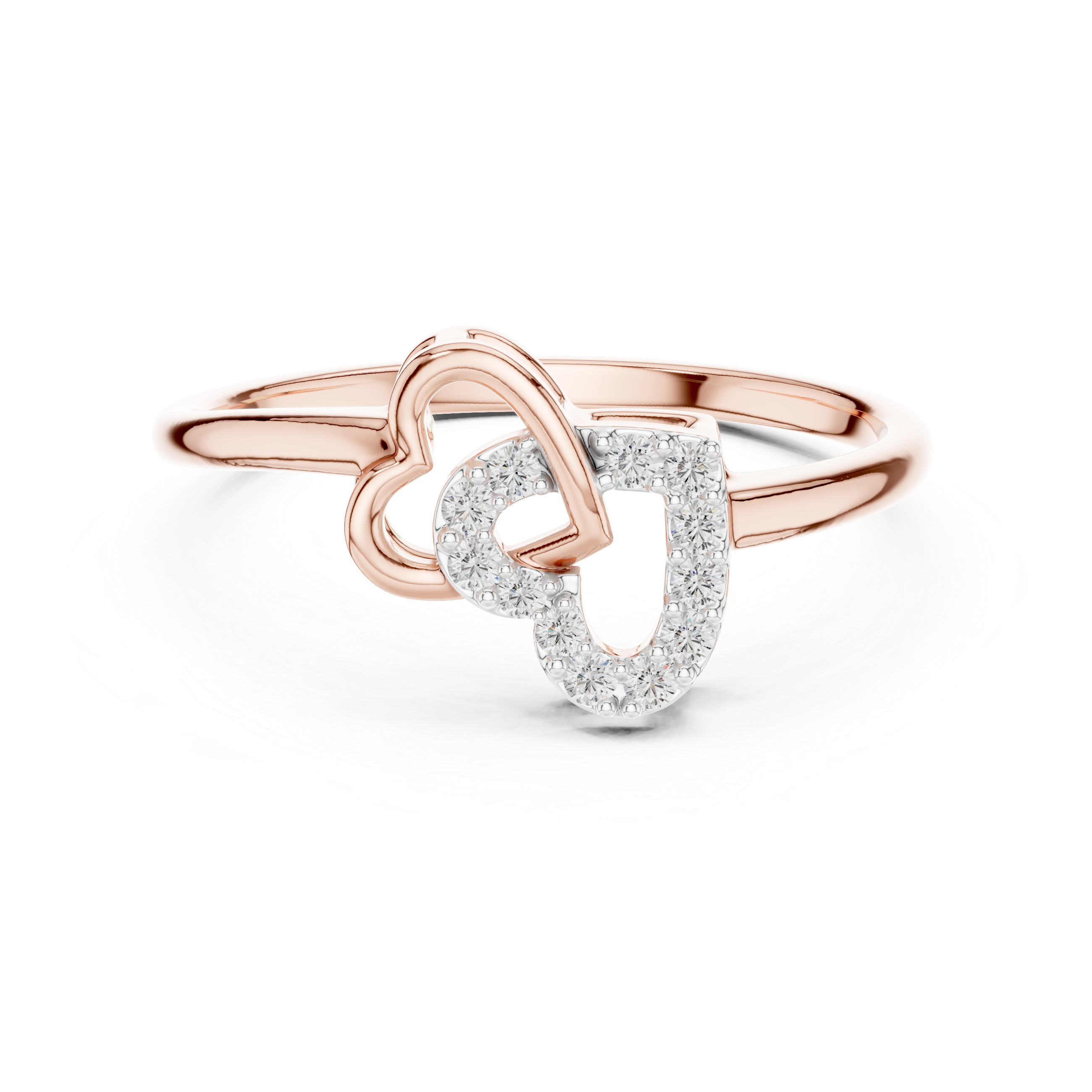 Diamond Double Heart Ring – Design 12#10064