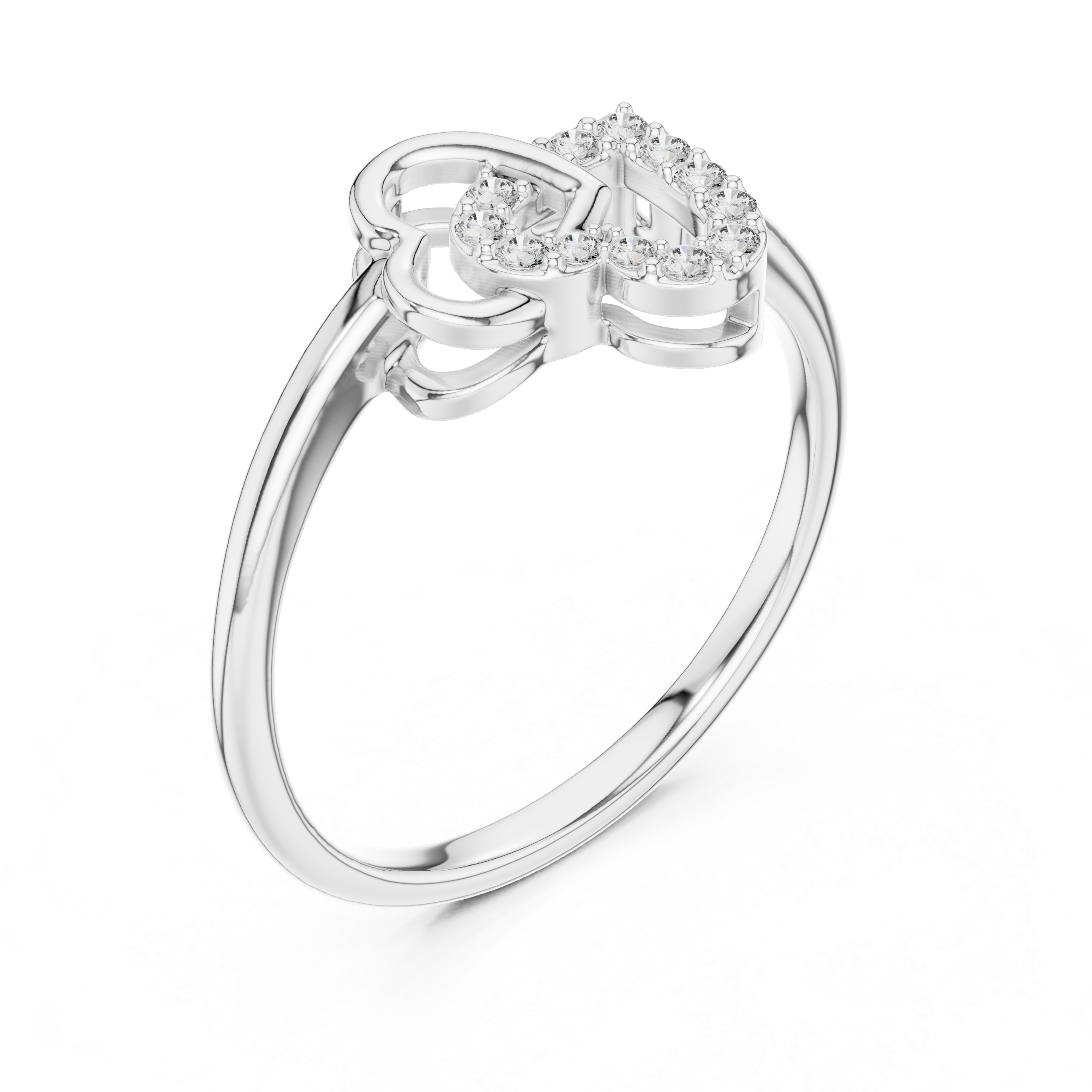 Diamond Double Heart Ring – Design 12#10064