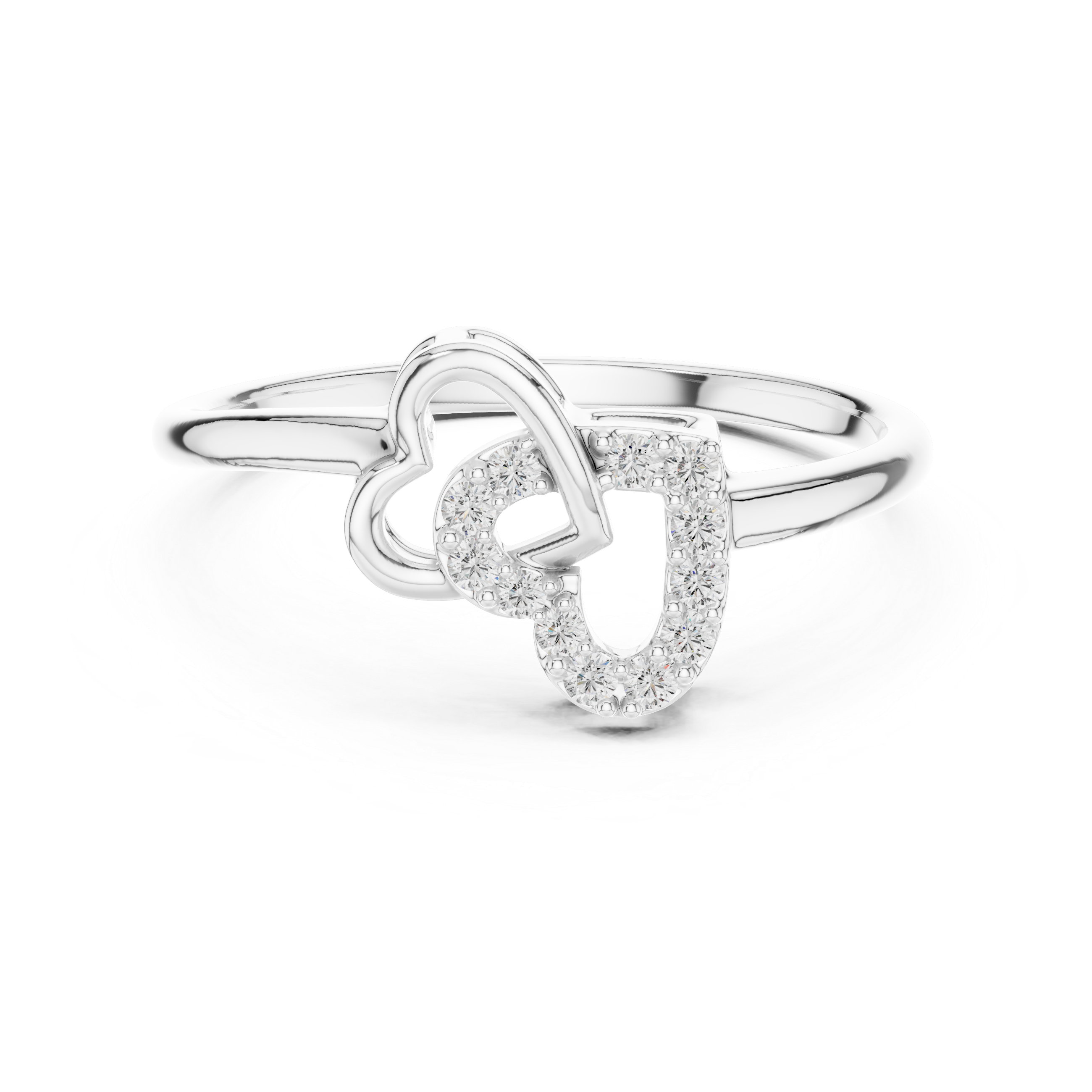 Diamond Double Heart Ring – Design 12#10064