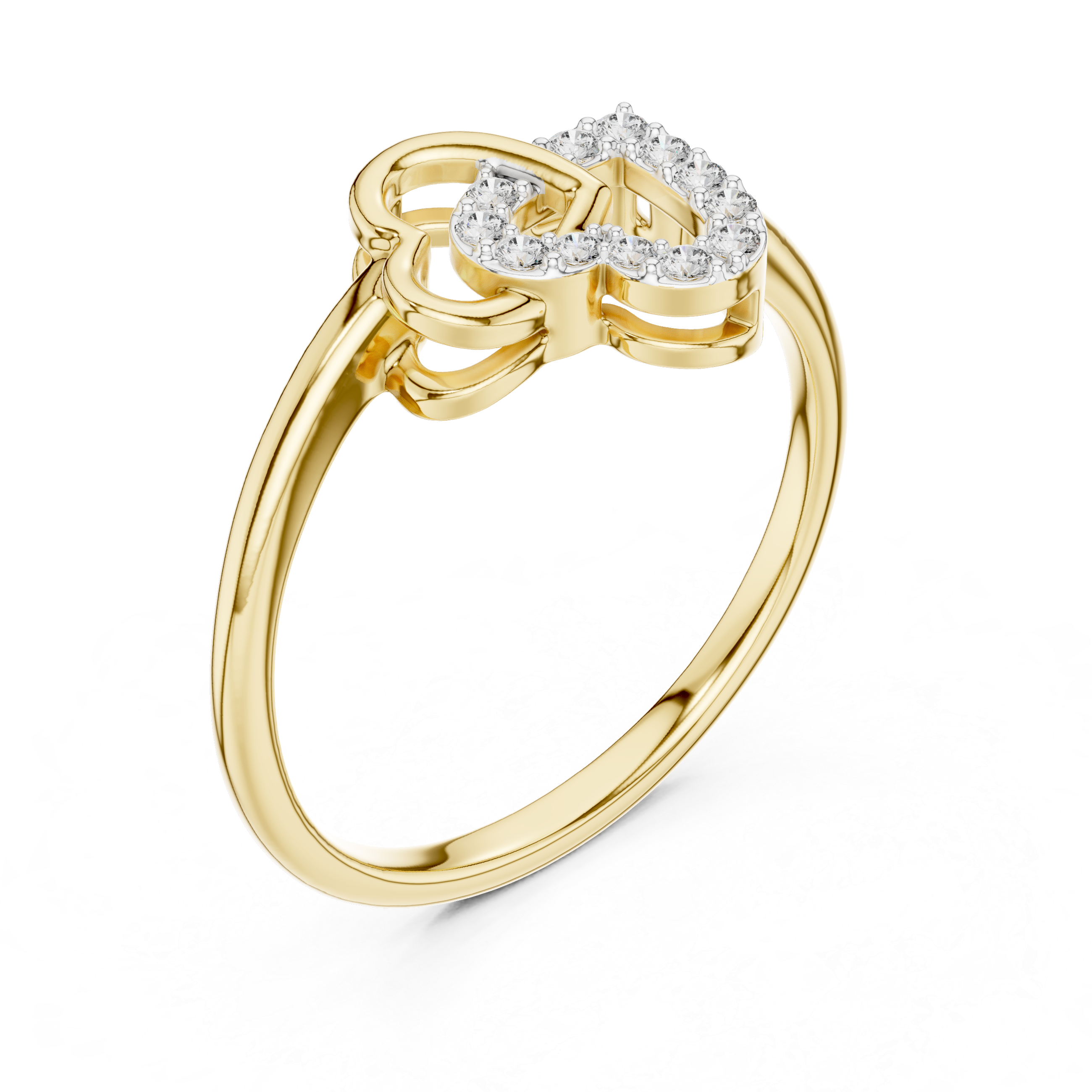 Diamond Double Heart Ring – Design 12#10064