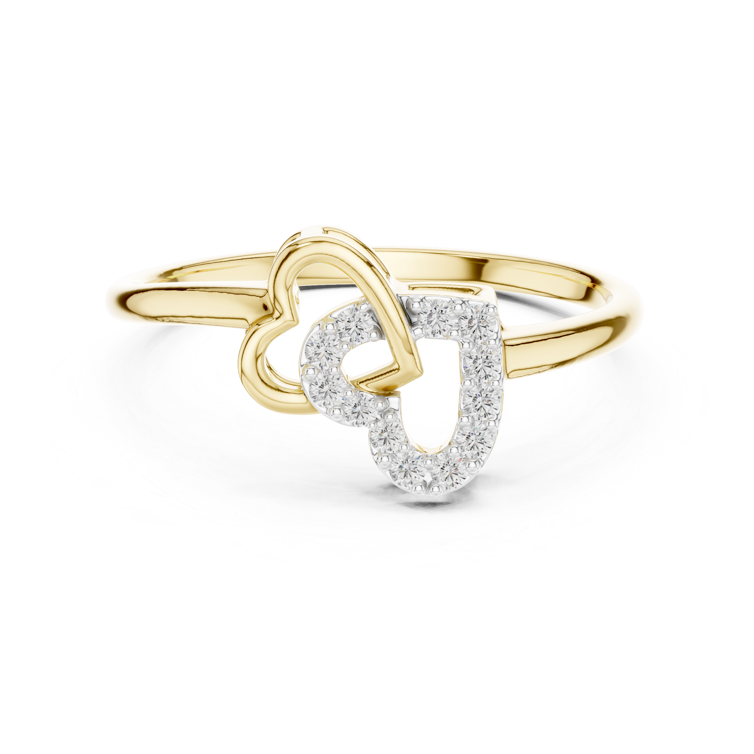 Diamond Double Heart Ring – Design 12#10064