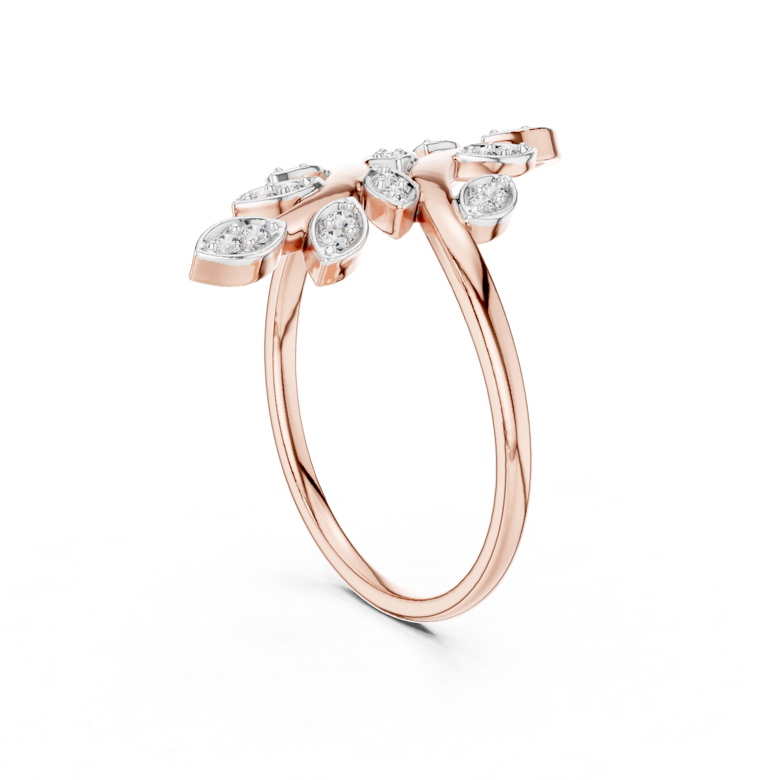 Diamond Leaf Branch Ring – Design 12#10066