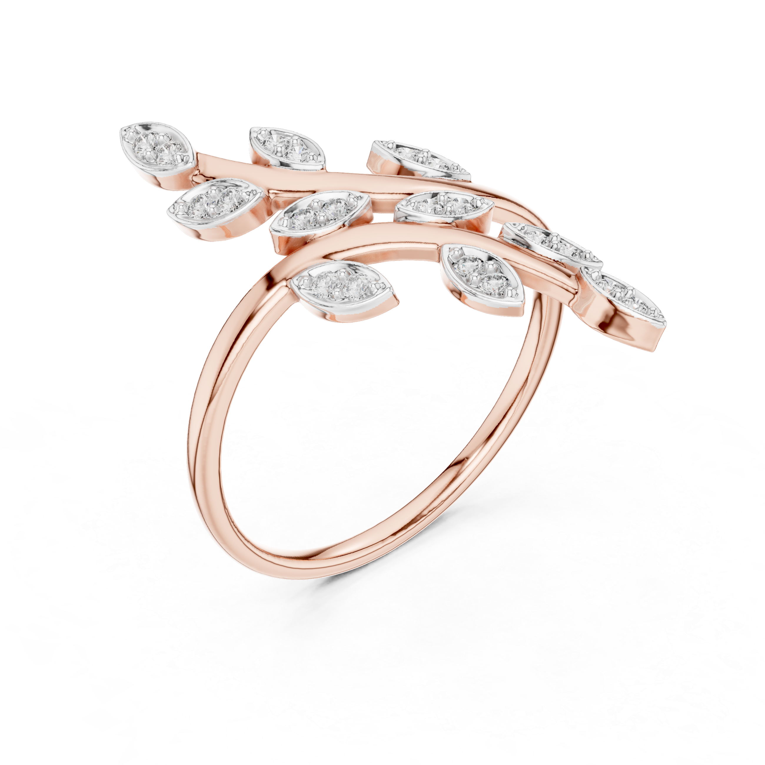 Diamond Leaf Branch Ring – Design 12#10066