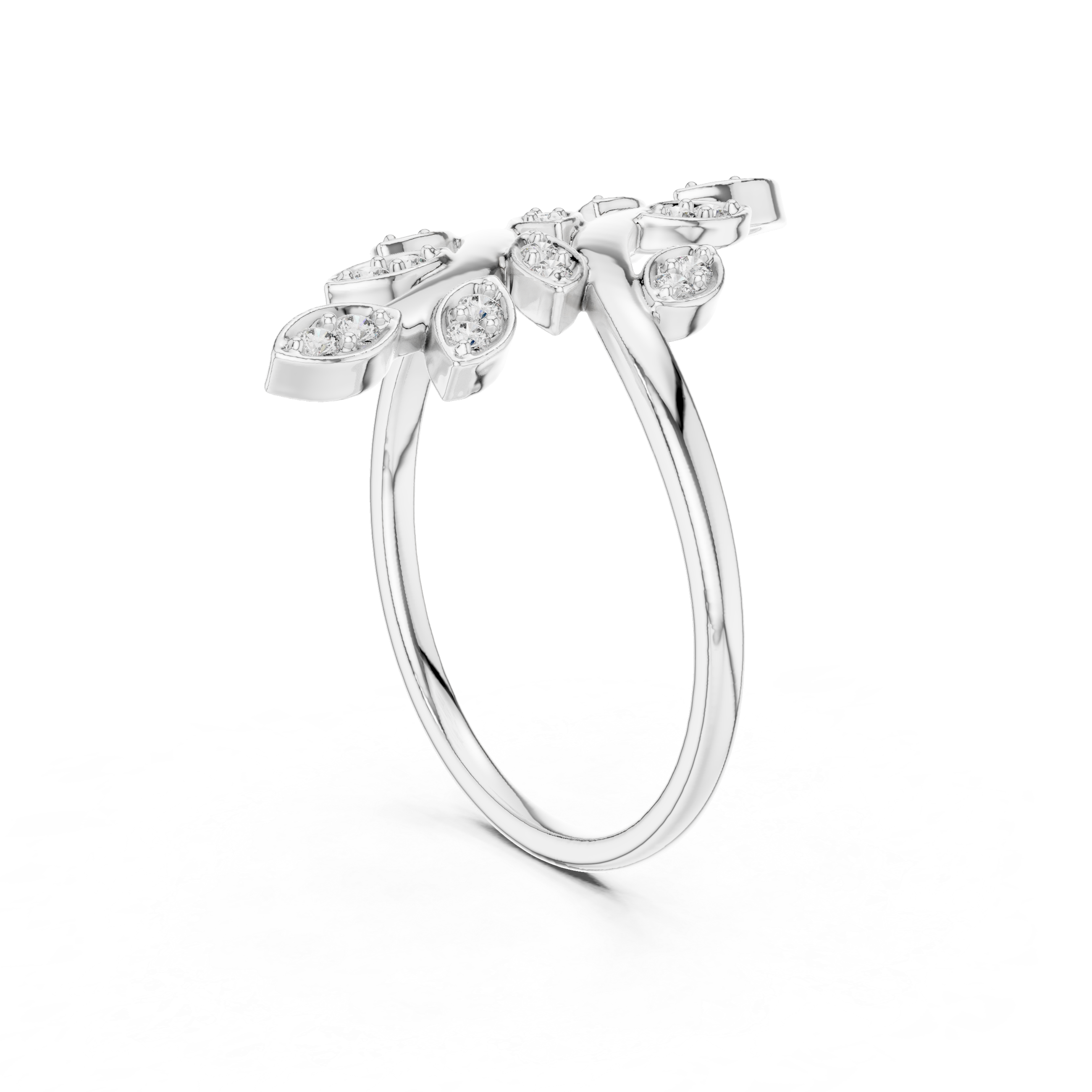 Diamond Leaf Branch Ring – Design 12#10066