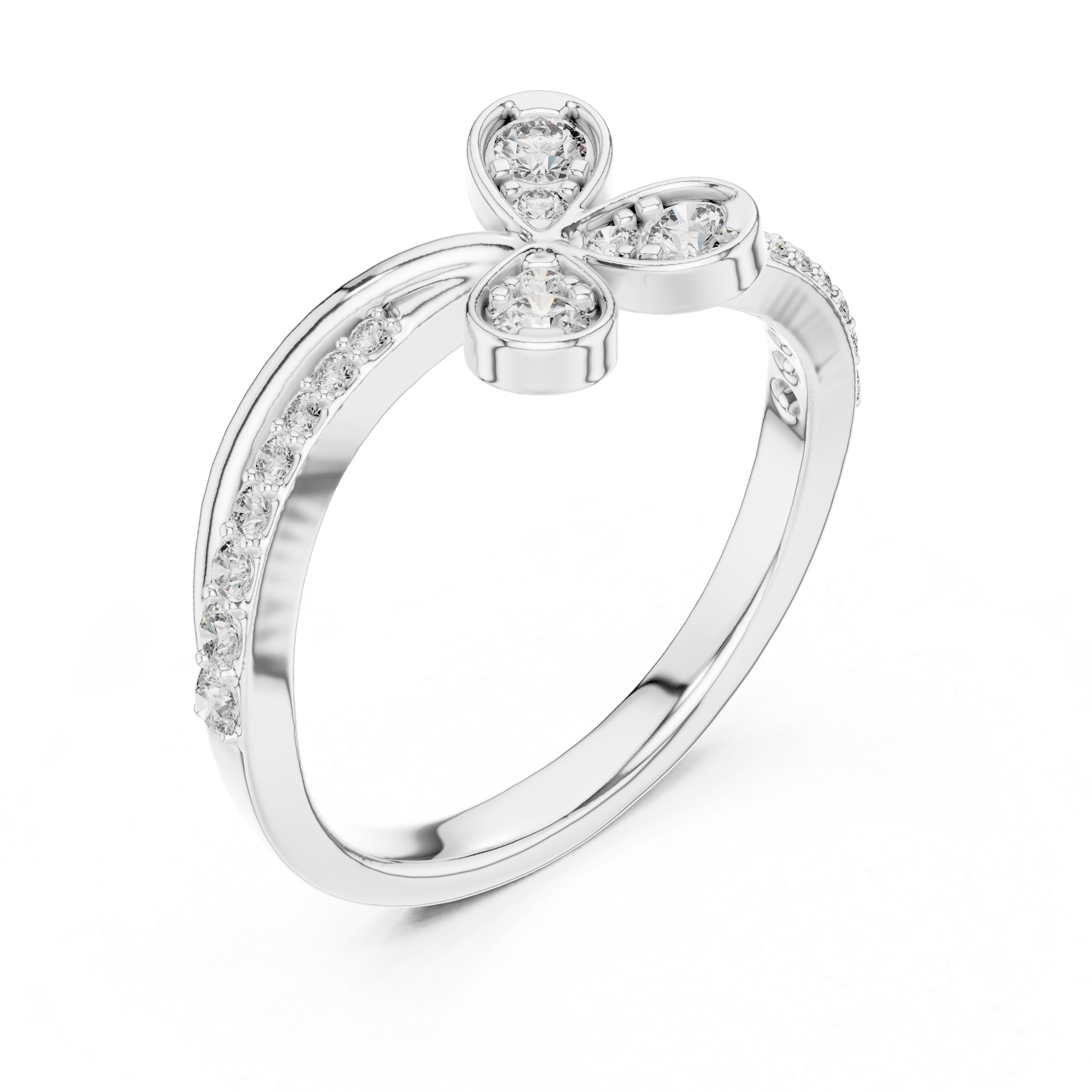 Diamond Butterfly Bypass Ring – Design 12#10067