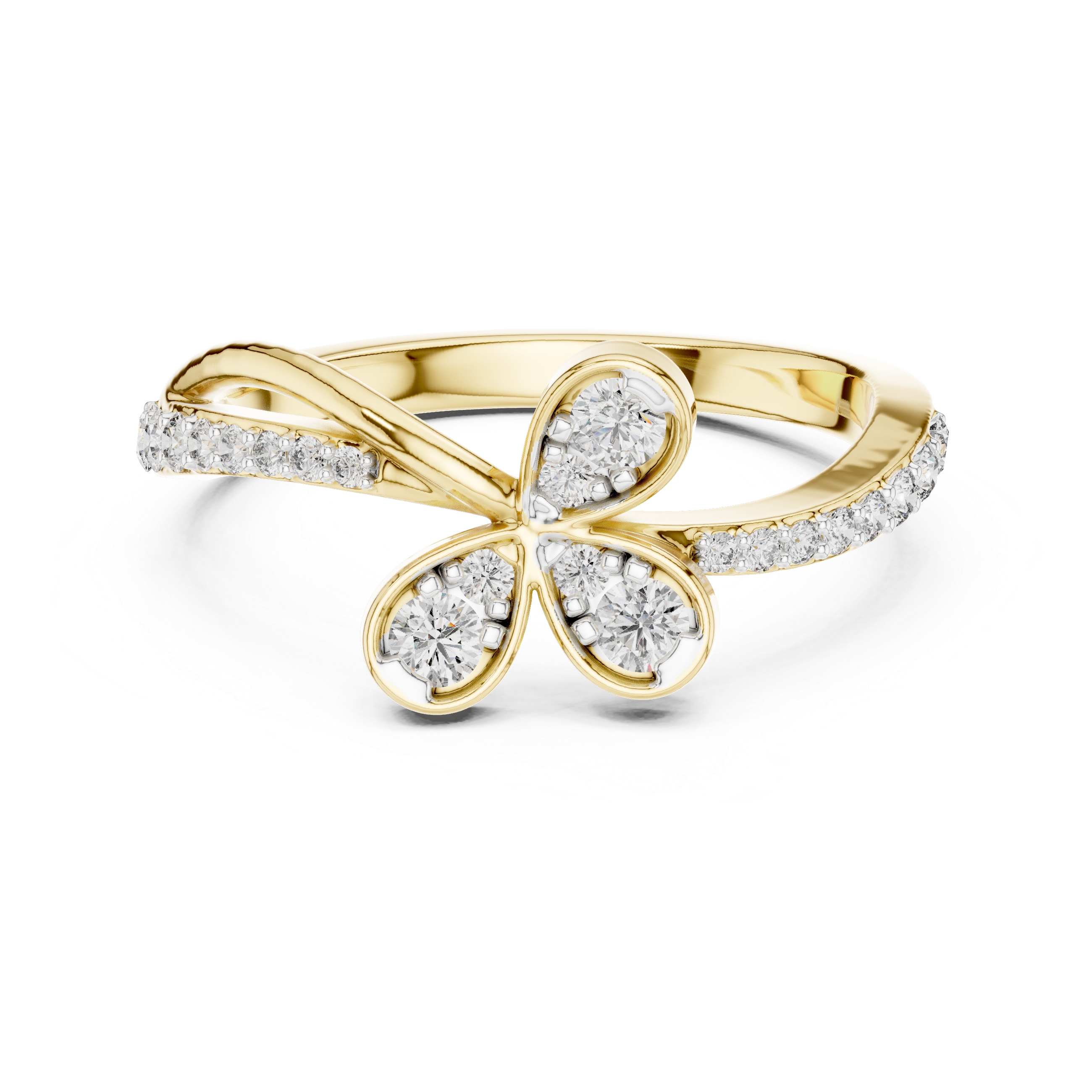 Diamond Butterfly Bypass Ring – Design 12#10067