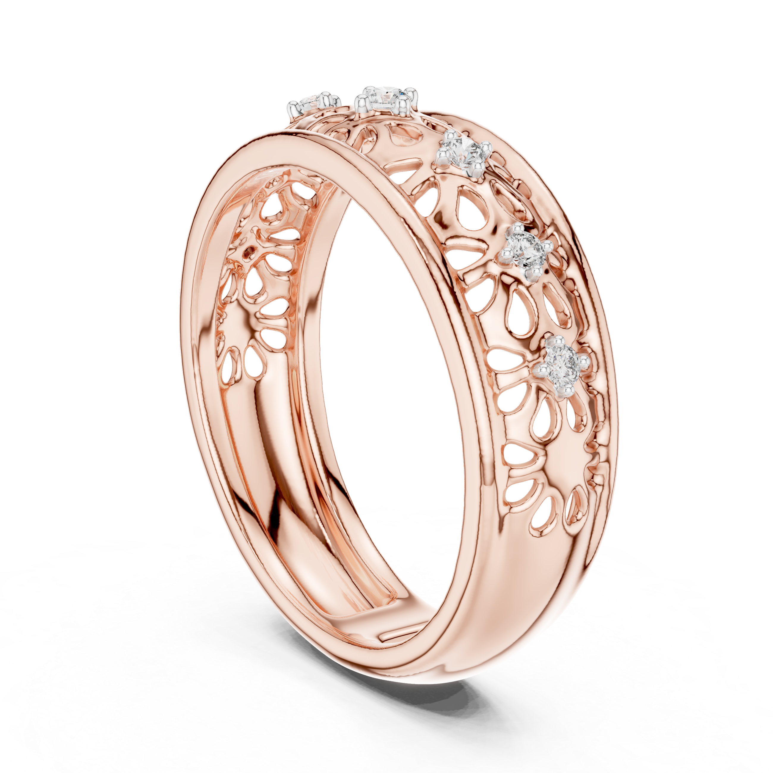 Diamond Floral Filigree Band – Design 12#10071