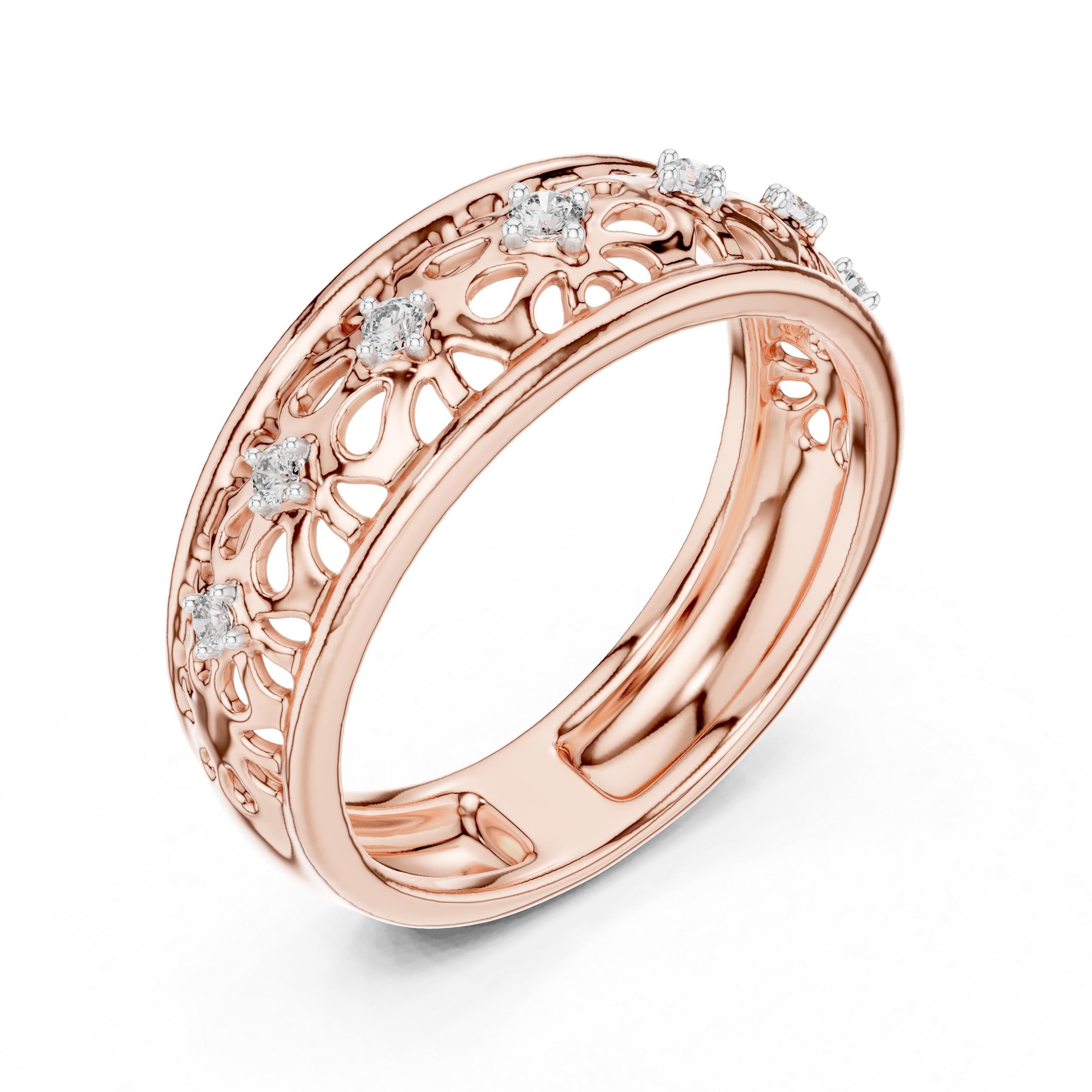 Diamond Floral Filigree Band – Design 12#10071
