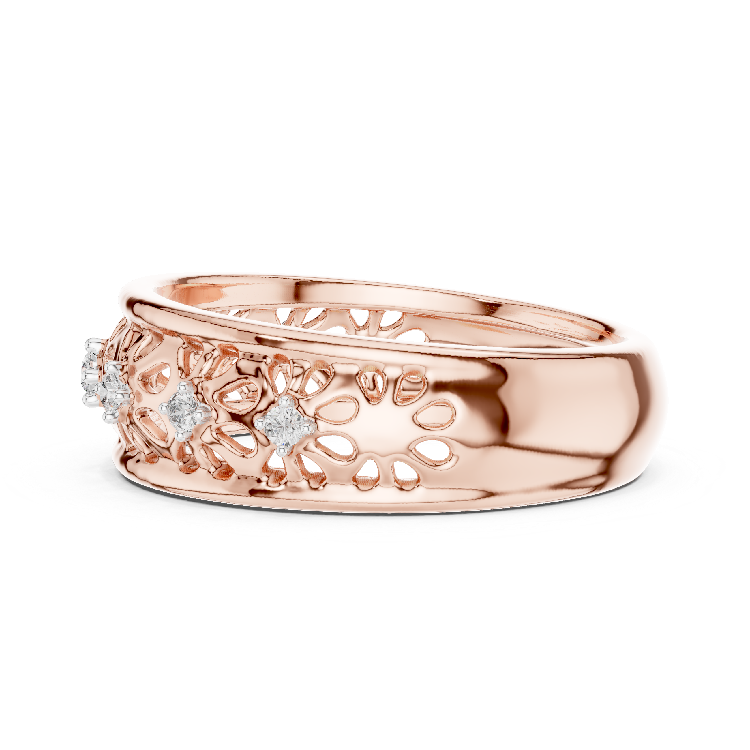 Diamond Floral Filigree Band – Design 12#10071