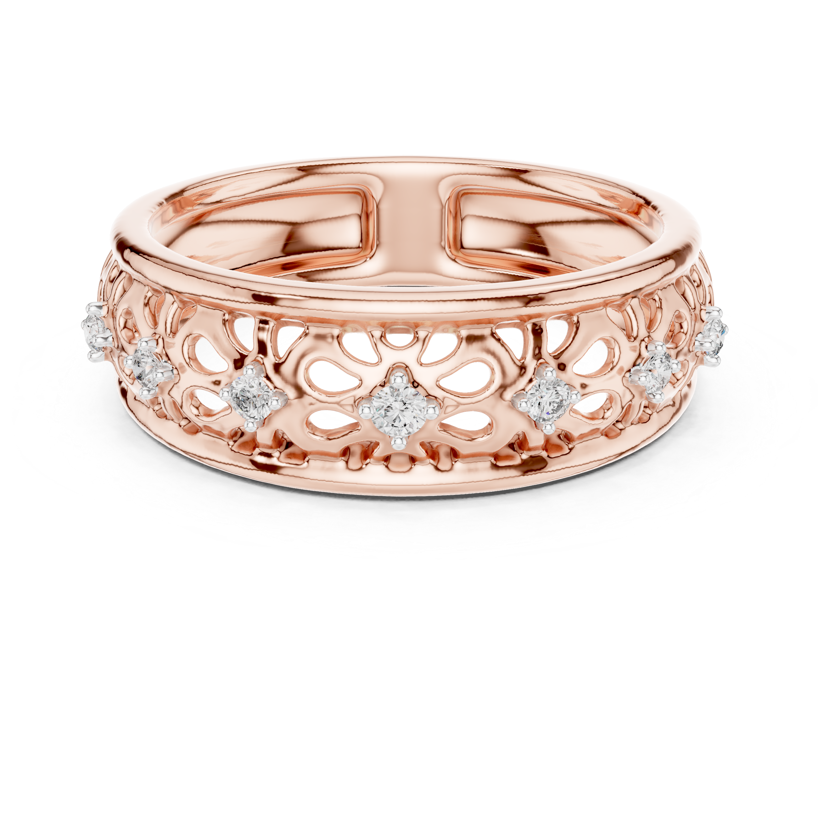 Diamond Floral Filigree Band – Design 12#10071