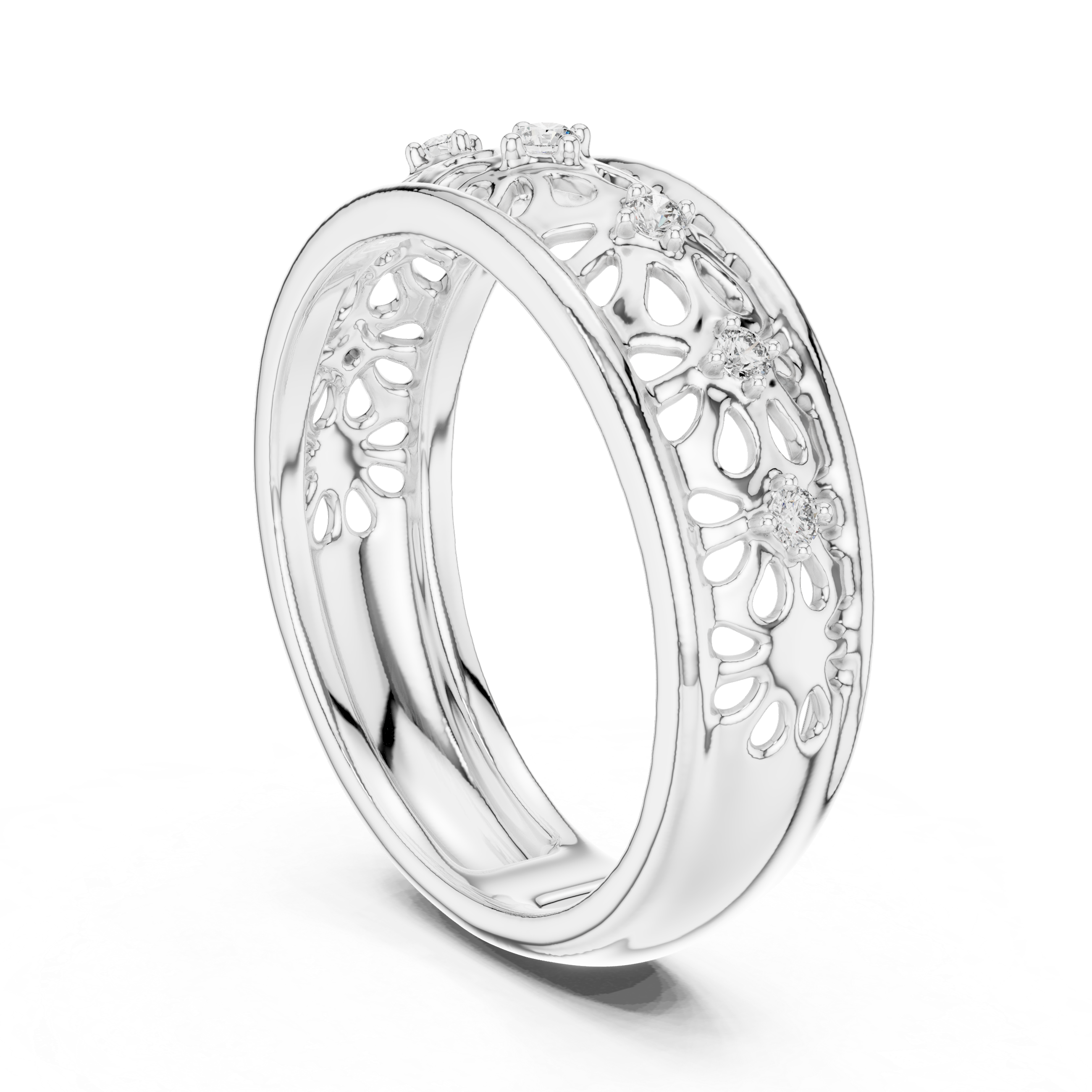 Diamond Floral Filigree Band – Design 12#10071