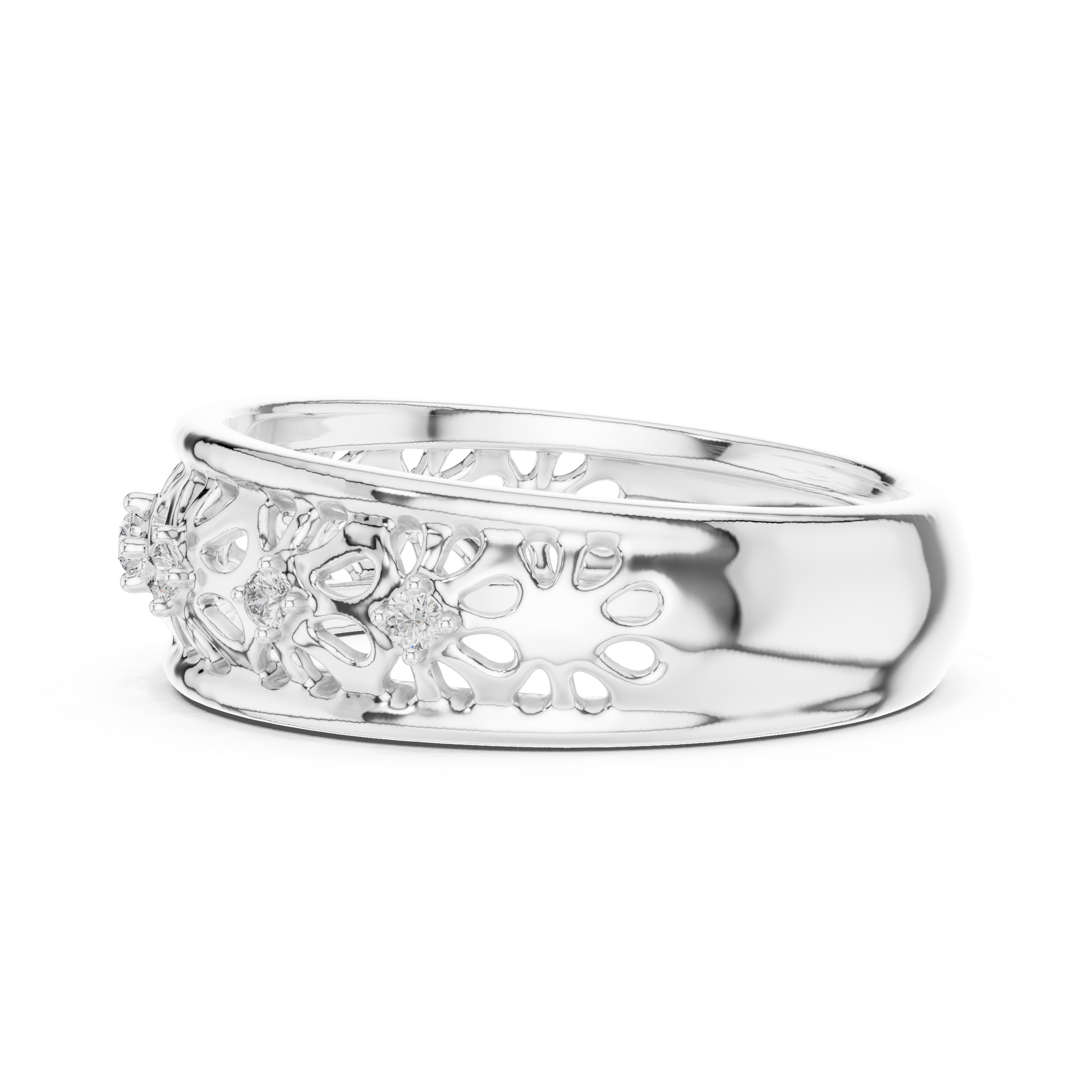 Diamond Floral Filigree Band – Design 12#10071