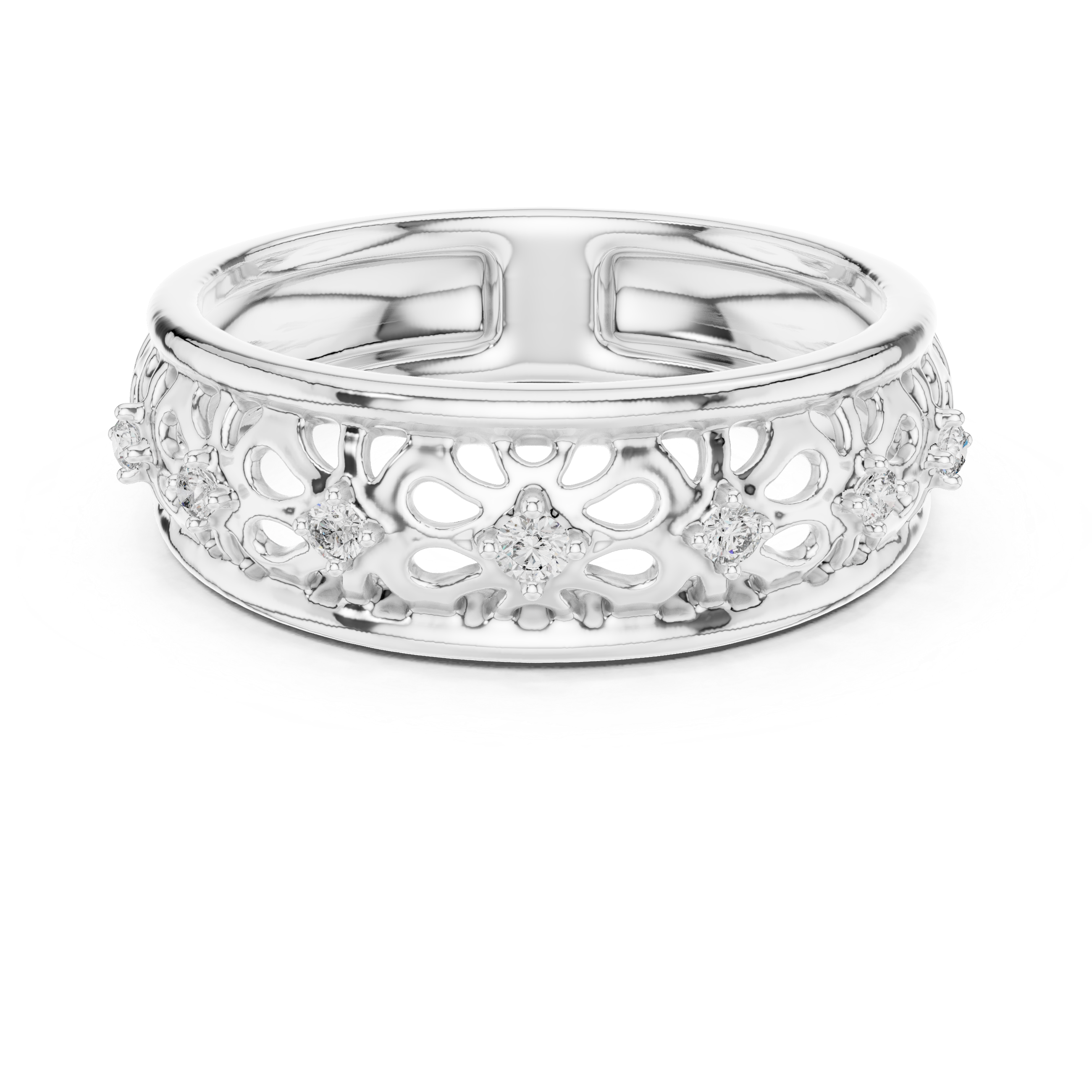 Diamond Floral Filigree Band – Design 12#10071