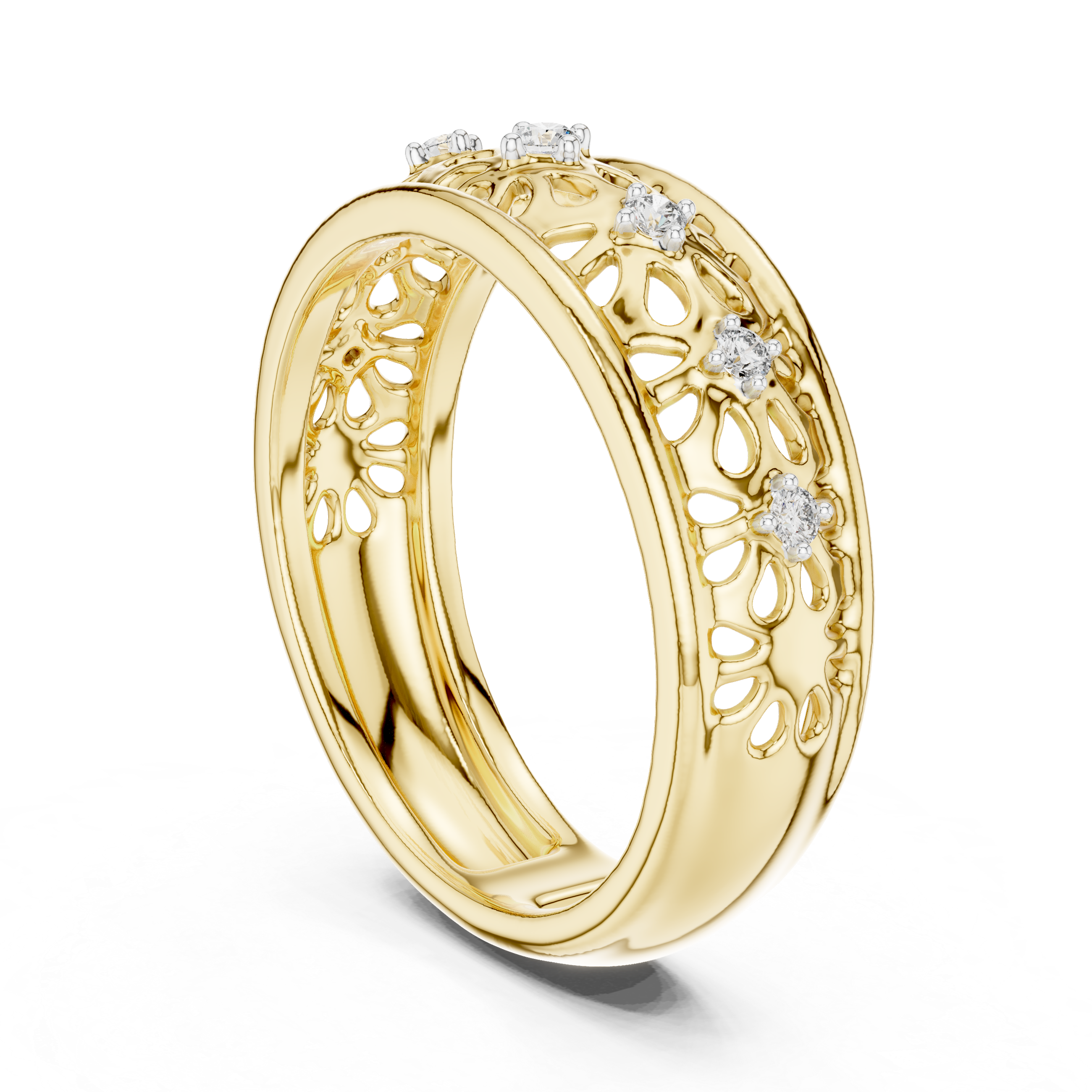 Diamond Floral Filigree Band – Design 12#10071