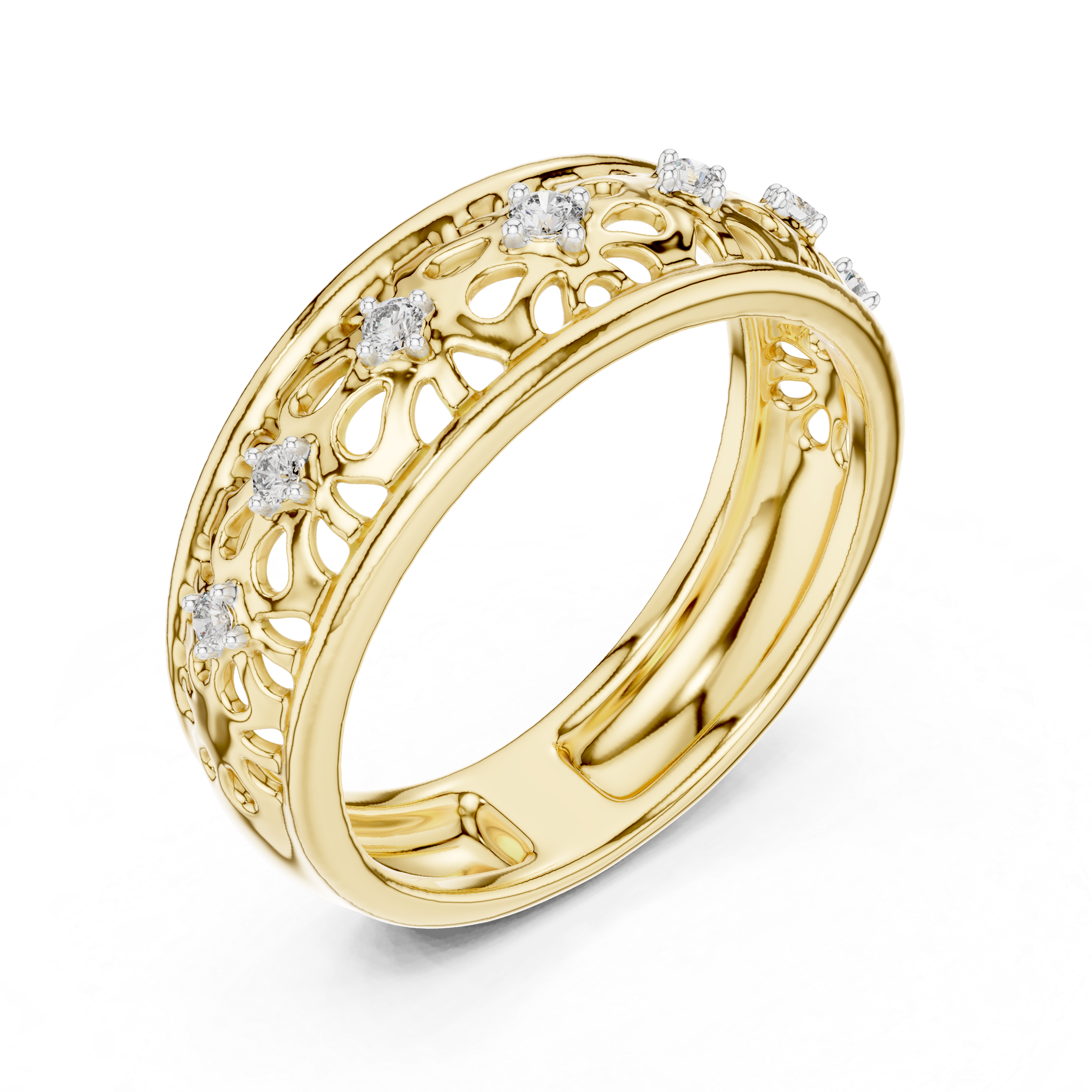 Diamond Floral Filigree Band – Design 12#10071