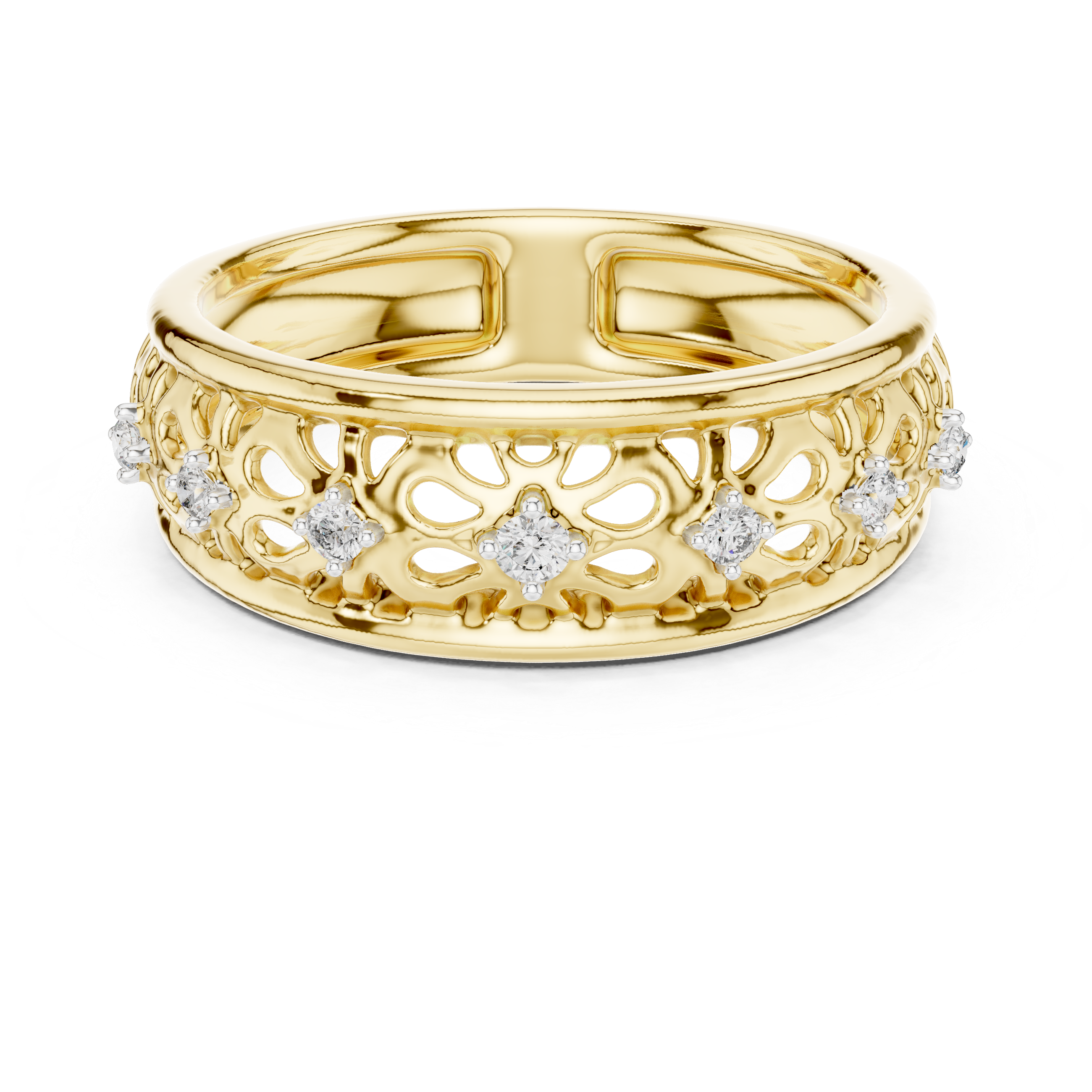 Diamond Floral Filigree Band – Design 12#10071